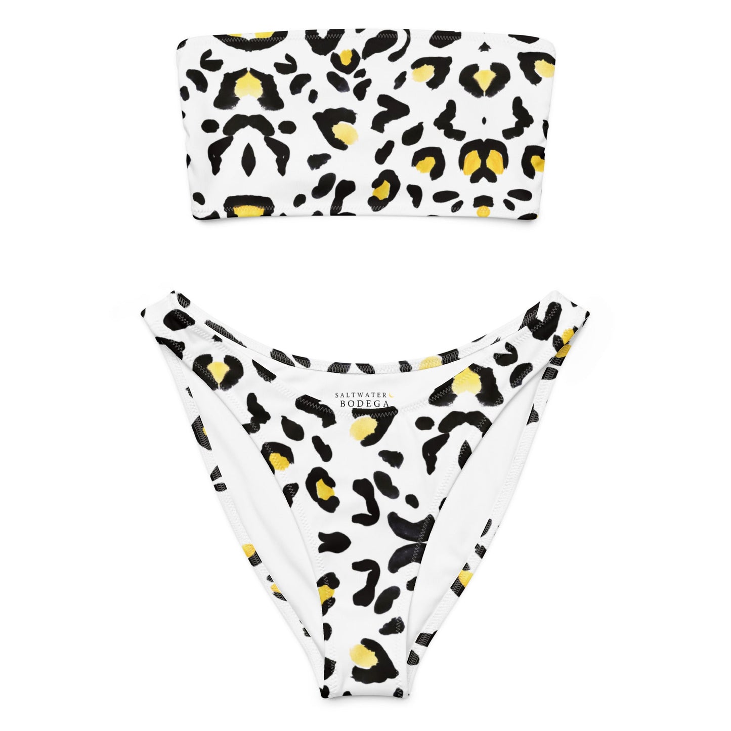 Eco - Lux Bandeau Bikini in Black/Yellow Print - Saltwater Bodega