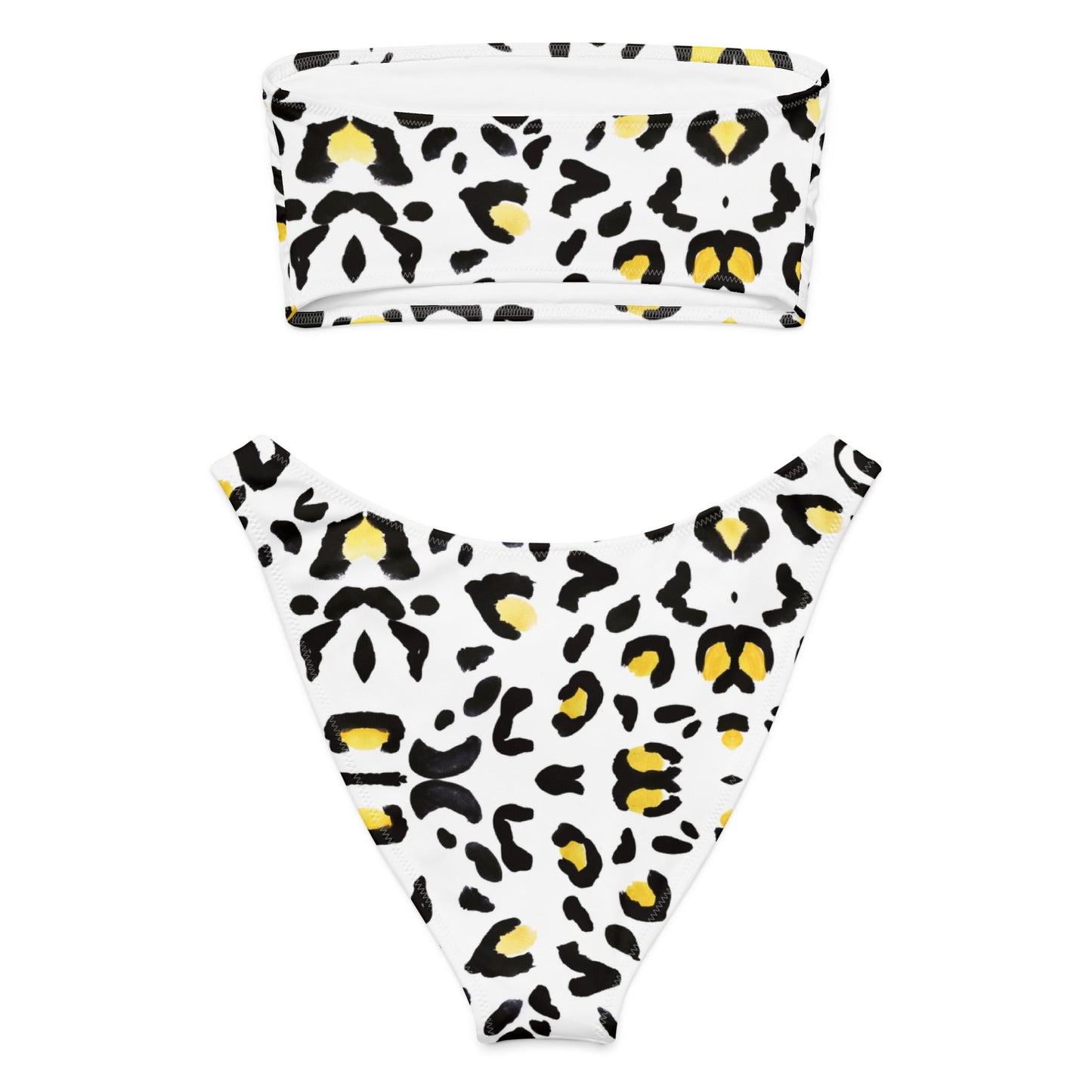 Eco - Lux Bandeau Bikini in Black/Yellow Print - Saltwater Bodega