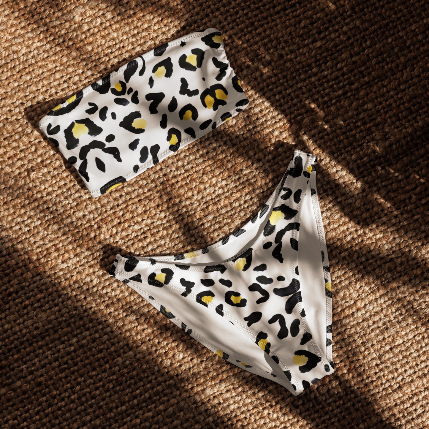 Eco - Lux Bandeau Bikini in Black/Yellow Print - Saltwater Bodega