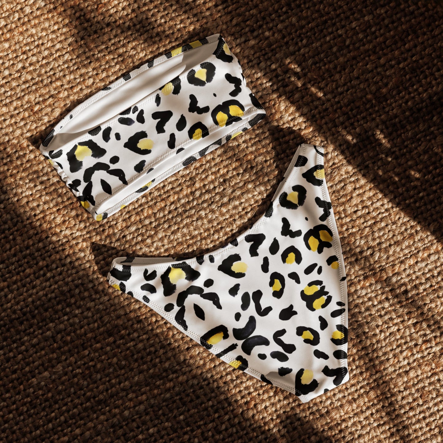 Eco - Lux Bandeau Bikini in Black/Yellow Print - Saltwater Bodega