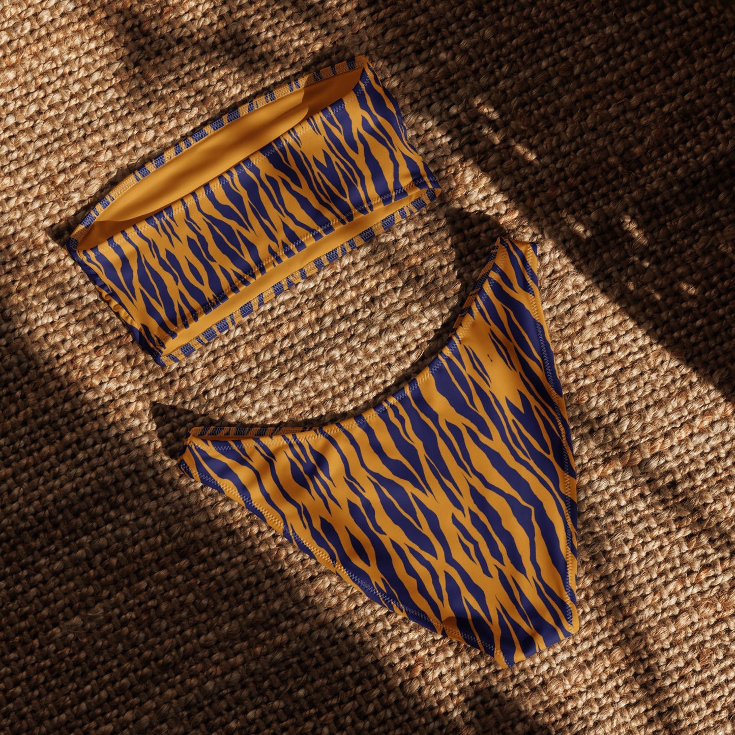 Eco - Lux Bandeau Bikini in Tiger Print - Saltwater Bodega