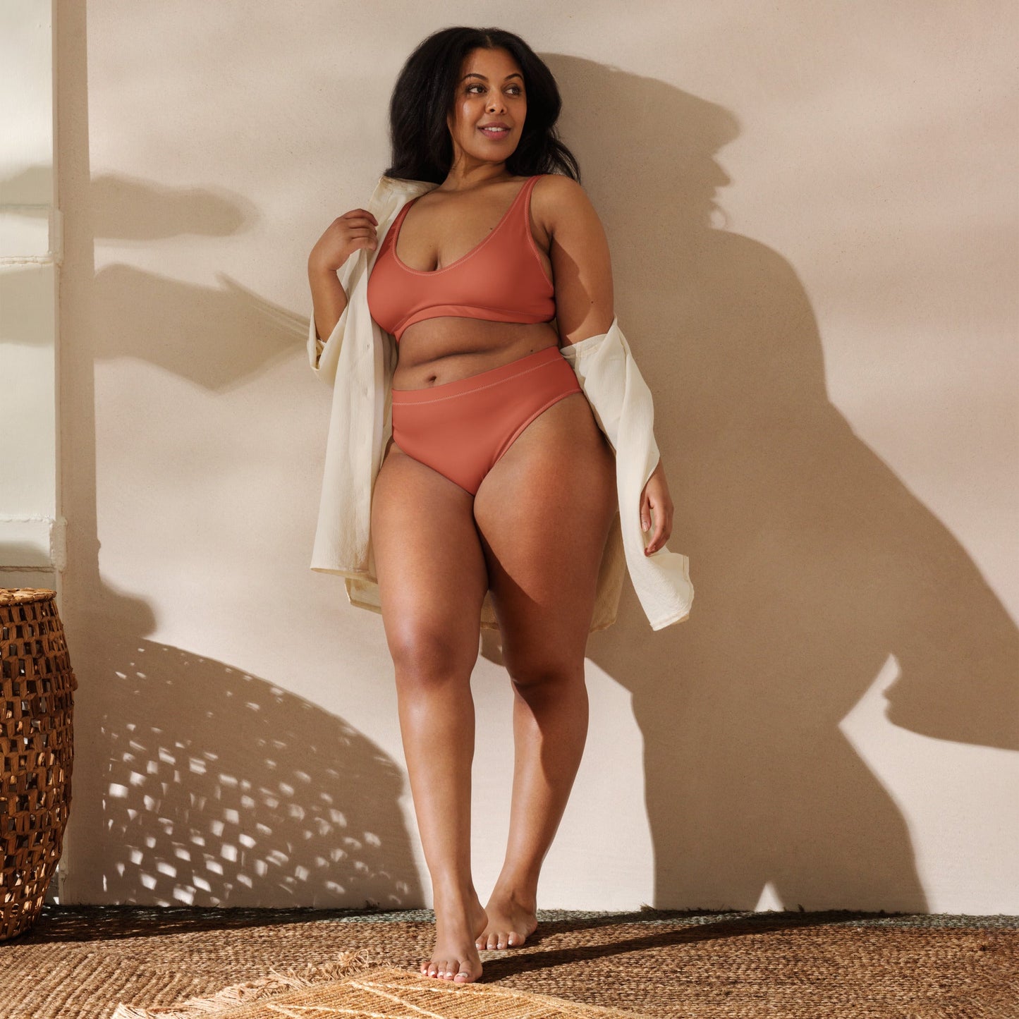 Eco - Lux High Waisted Bikini in Brick Red - Saltwater Bodega