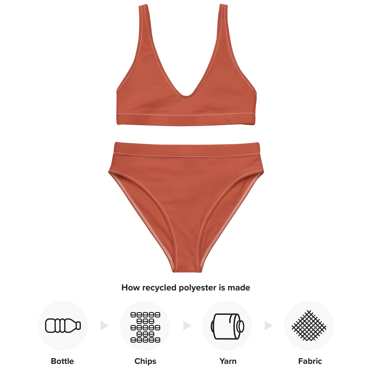 Eco - Lux High Waisted Bikini in Brick Red - Saltwater Bodega