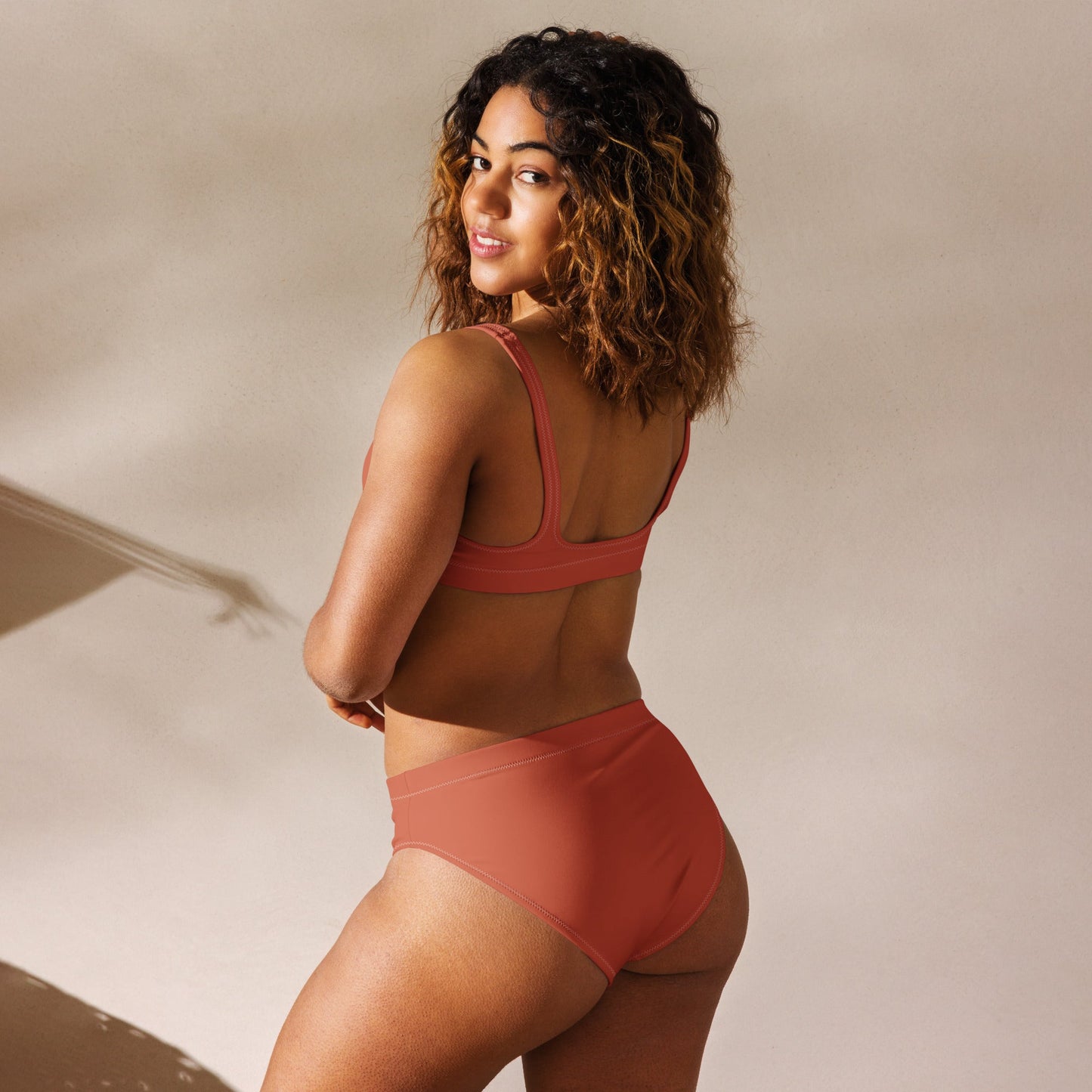 Eco - Lux High Waisted Bikini in Brick Red - Saltwater Bodega