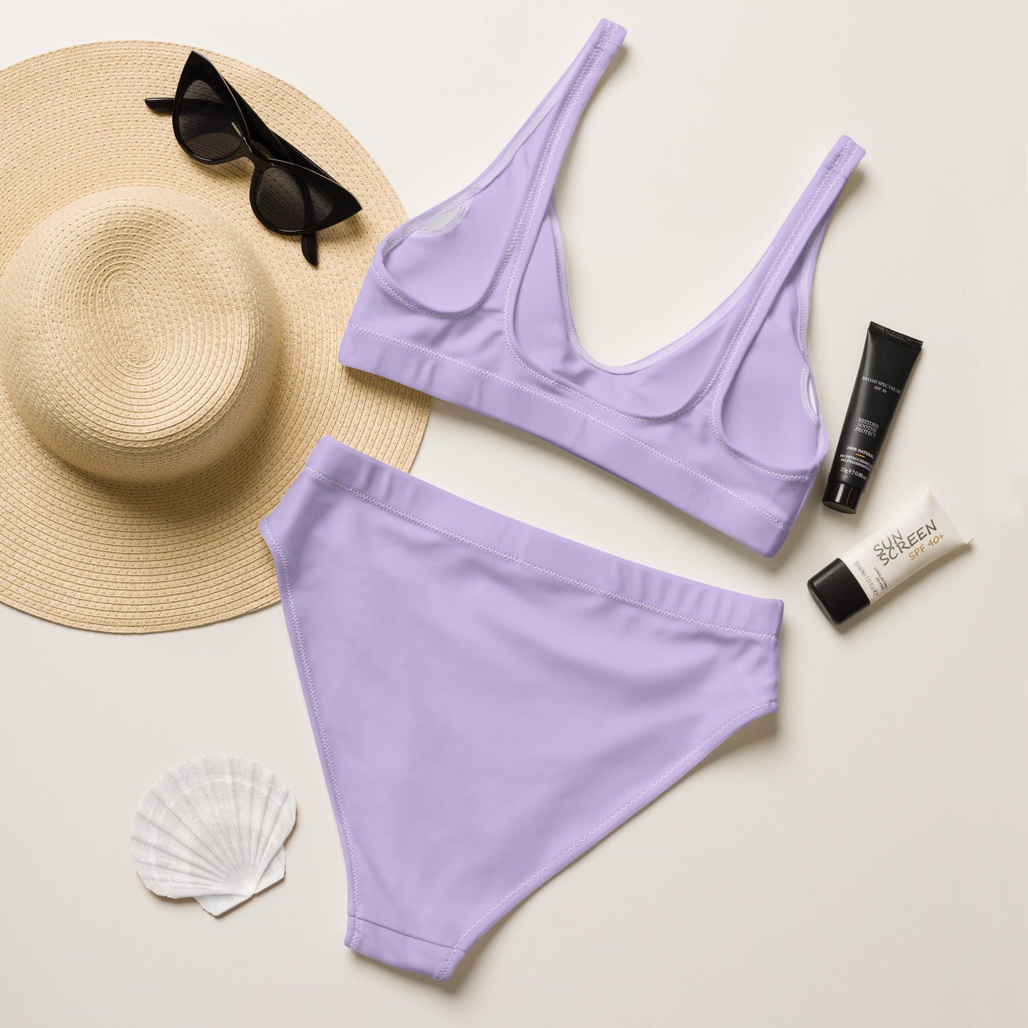 Eco - Lux High Waisted Bikini in Lavender - Saltwater Bodega