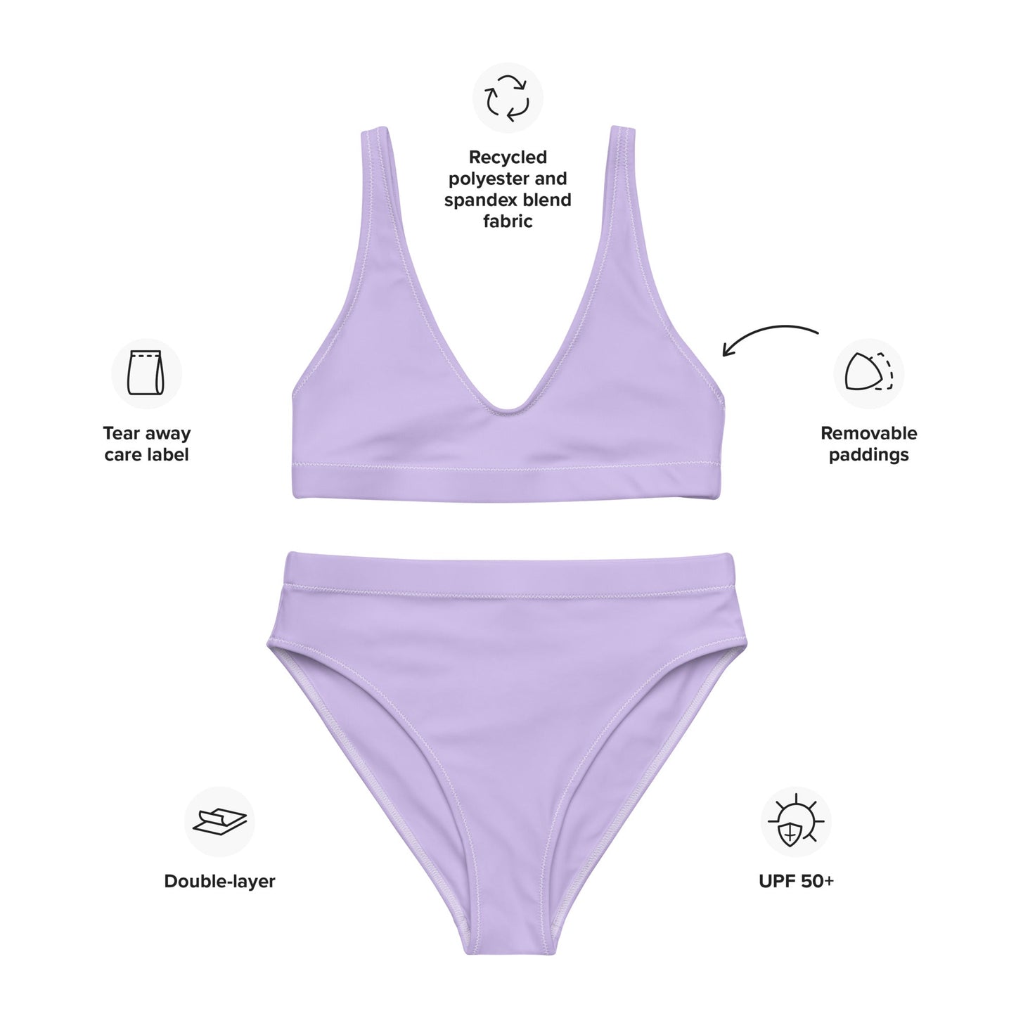 Eco - Lux High Waisted Bikini in Lavender - Saltwater Bodega