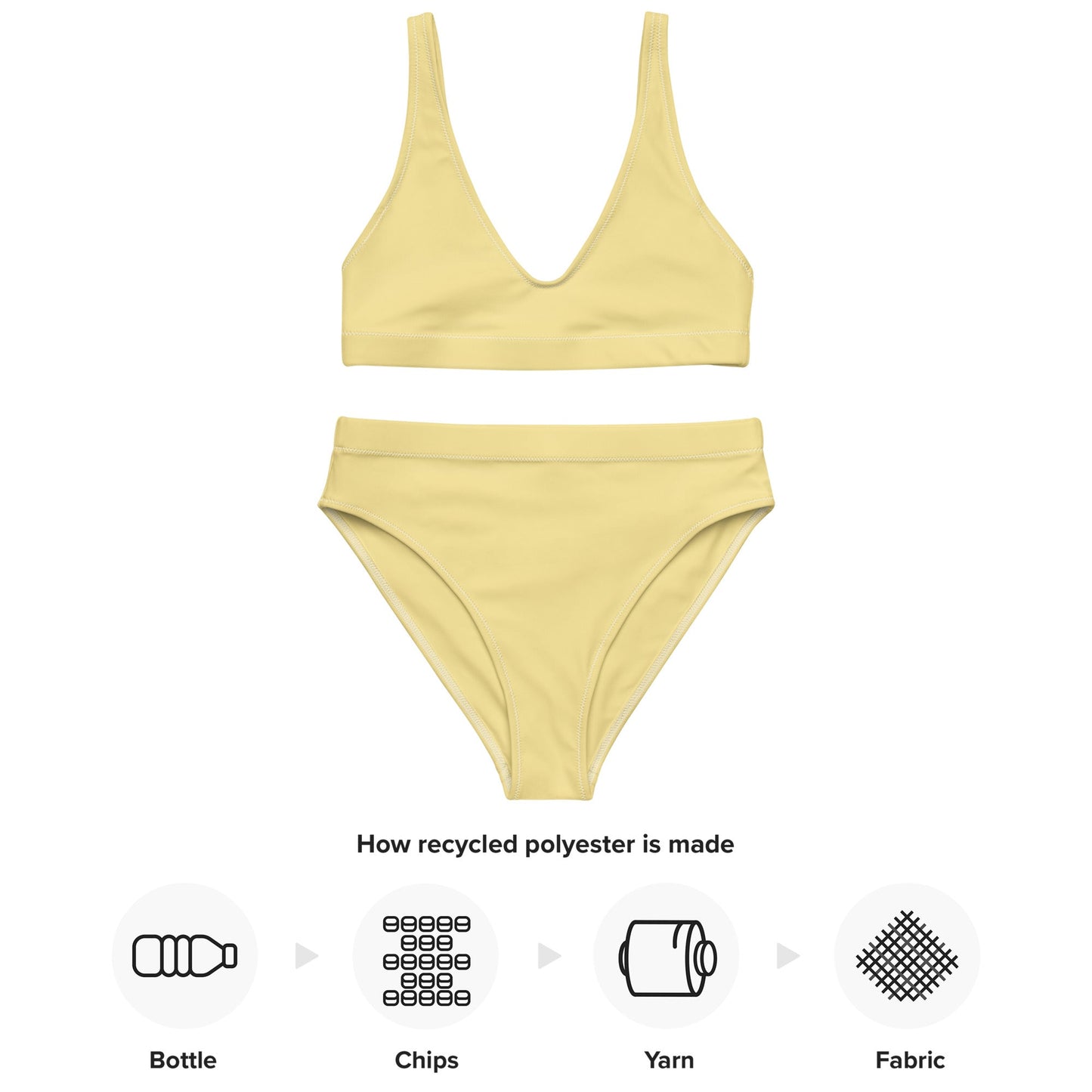 Eco - Lux High Waisted Bikini in Pastel Yellow - Saltwater Bodega