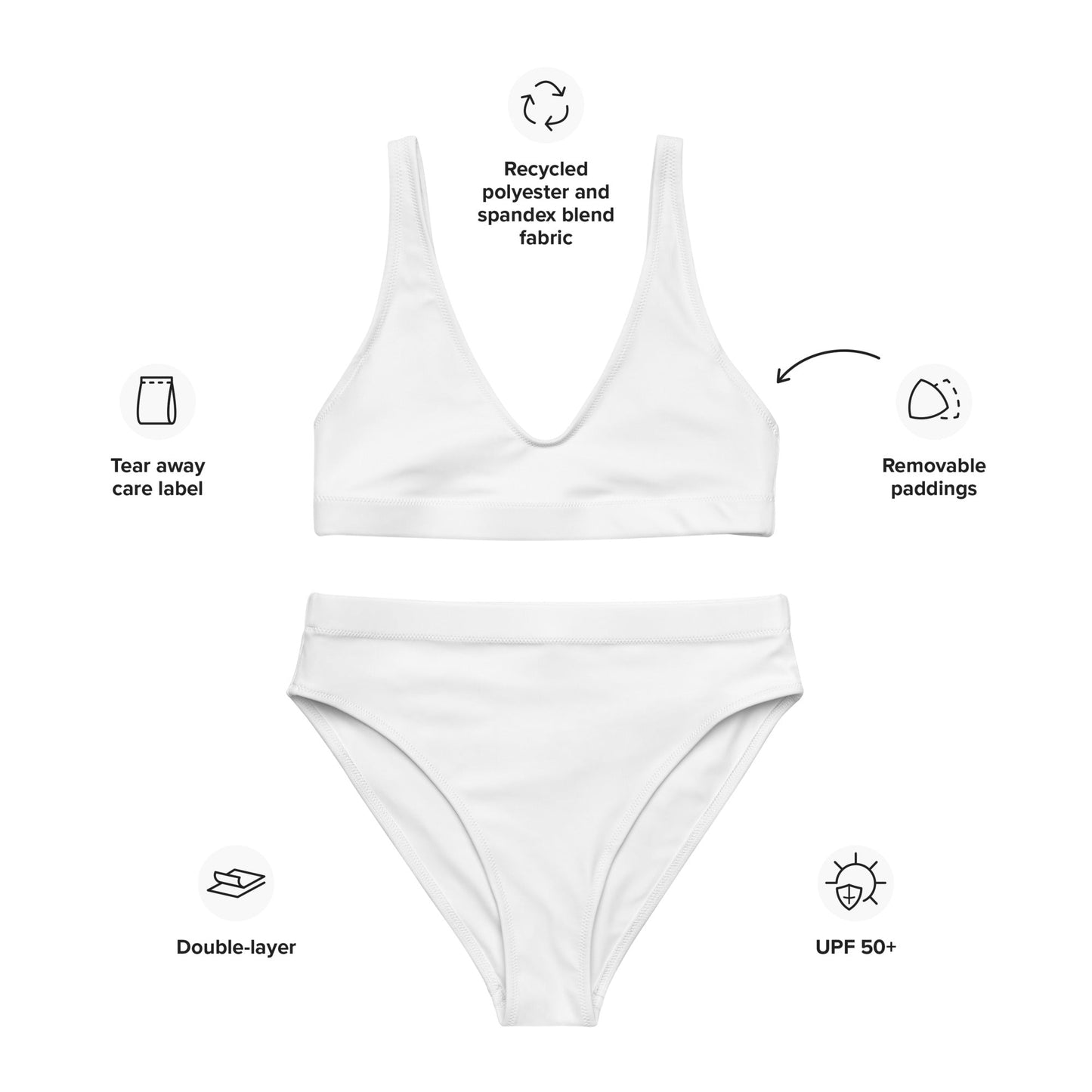Eco - Lux High Waisted Bikini in White - Saltwater Bodega