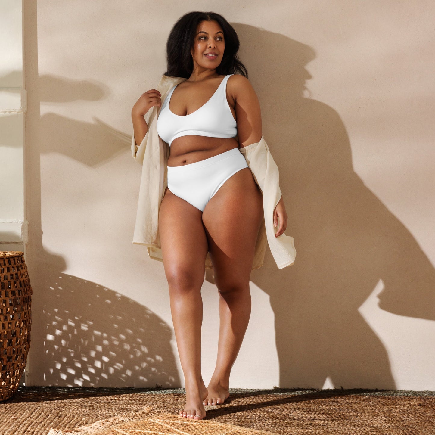 Eco - Lux High Waisted Bikini in White - Saltwater Bodega