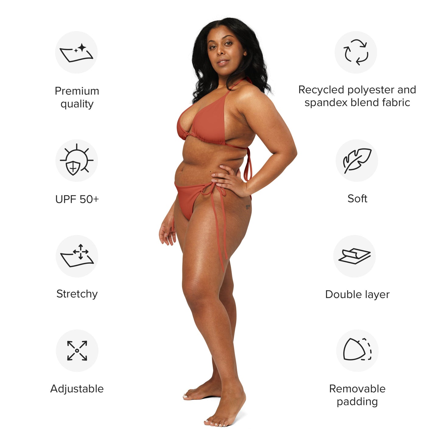 Eco - Lux String Bikini in Brick Red - Saltwater Bodega