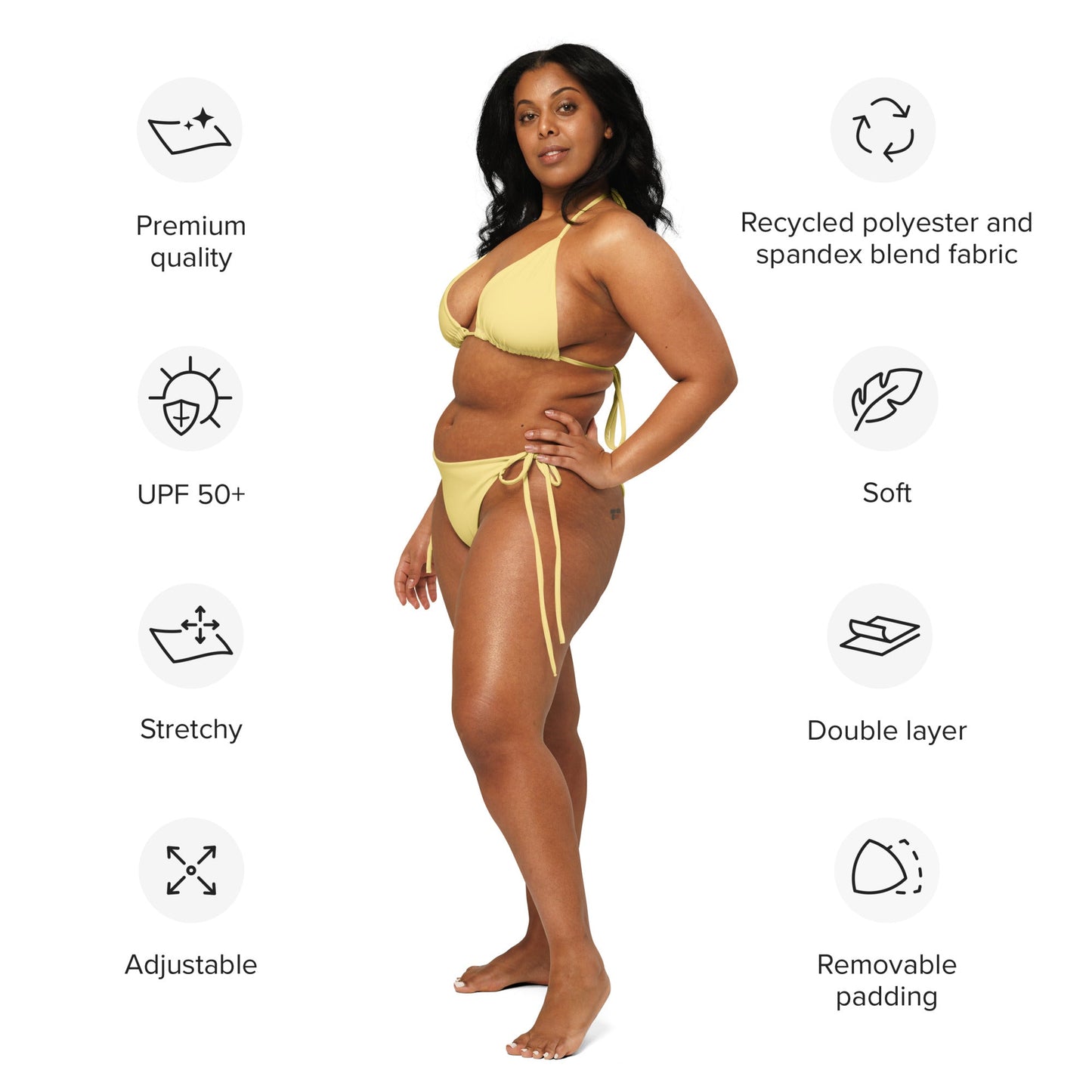 Eco - Lux String Bikini in Pastel Yellow - Saltwater Bodega