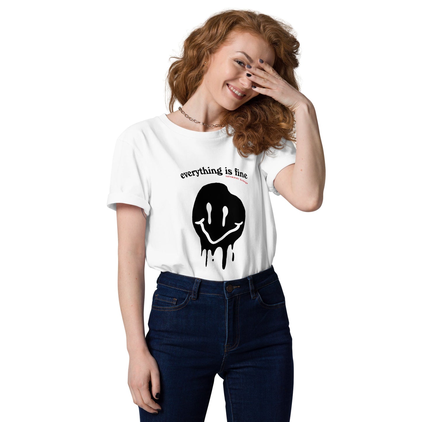 Everything is Fine, Melting Happy Face Tee - Saltwater Bodega