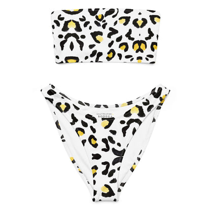Eco - Lux Bandeau Bikini in Black/Yellow Print - Saltwater Bodega