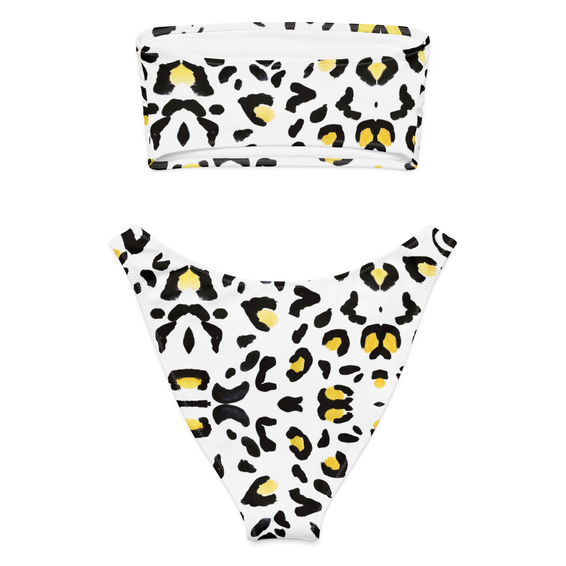 Eco - Lux Bandeau Bikini in Black/Yellow Print - Saltwater Bodega
