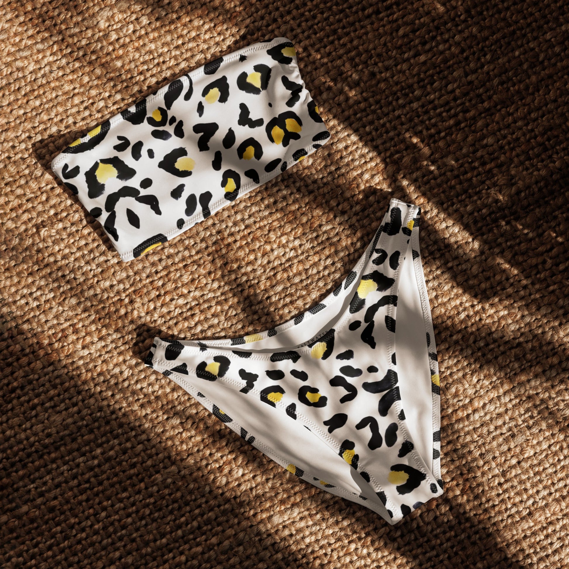 Eco - Lux Bandeau Bikini in Black/Yellow Print - Saltwater Bodega