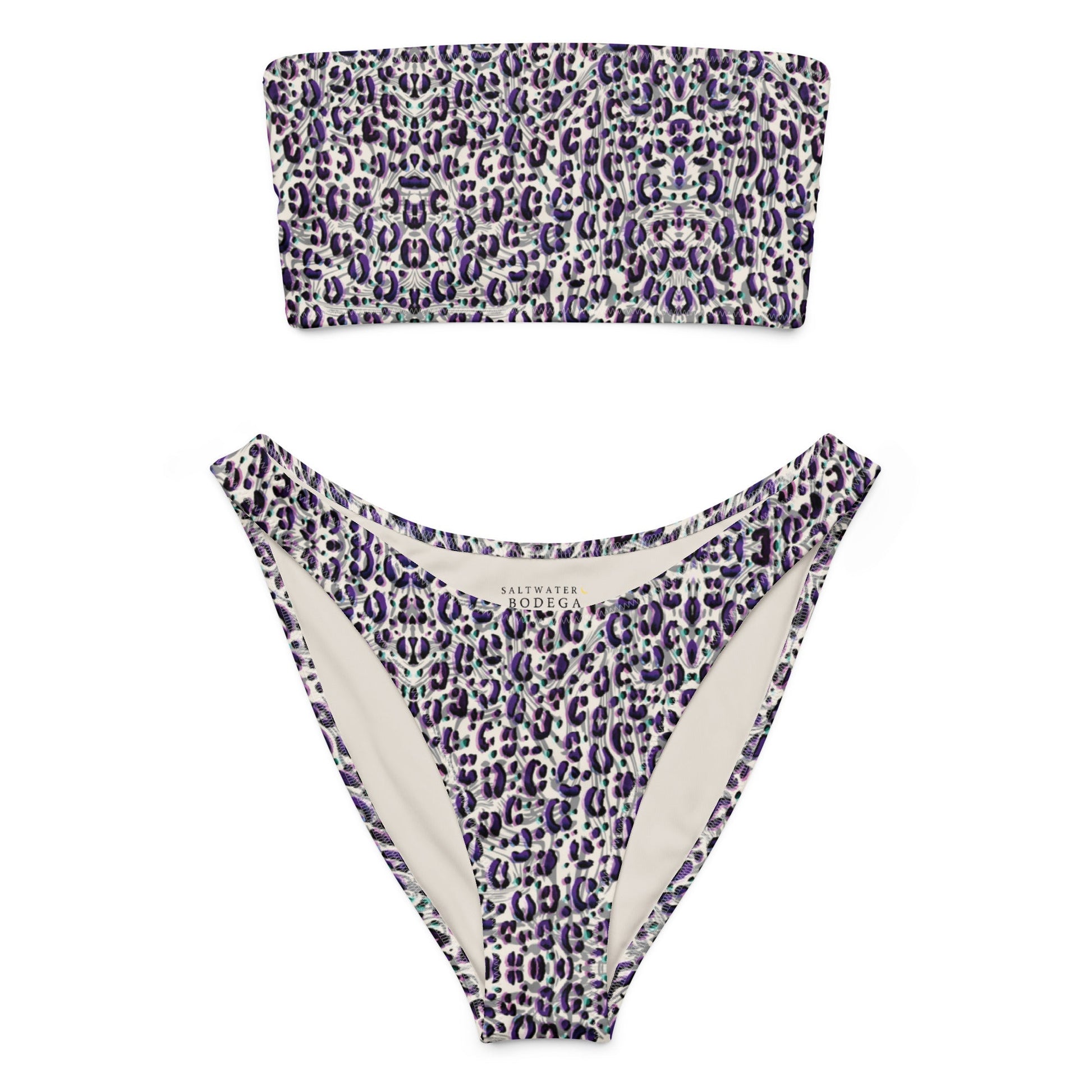 Eco - Lux Bandeau Bikini in Leopard Print - Saltwater Bodega