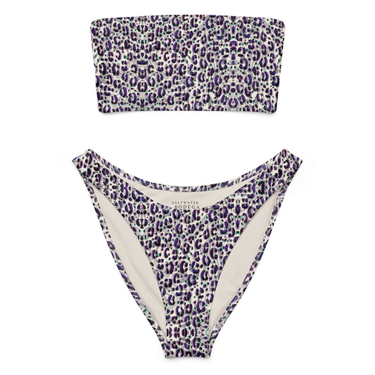 Eco - Lux Bandeau Bikini in Leopard Print - Saltwater Bodega