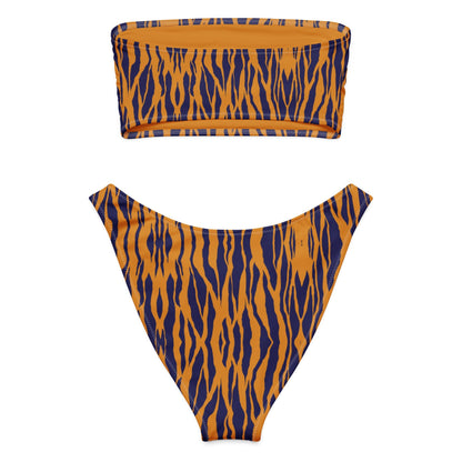 Eco - Lux Bandeau Bikini in Tiger Print - Saltwater Bodega