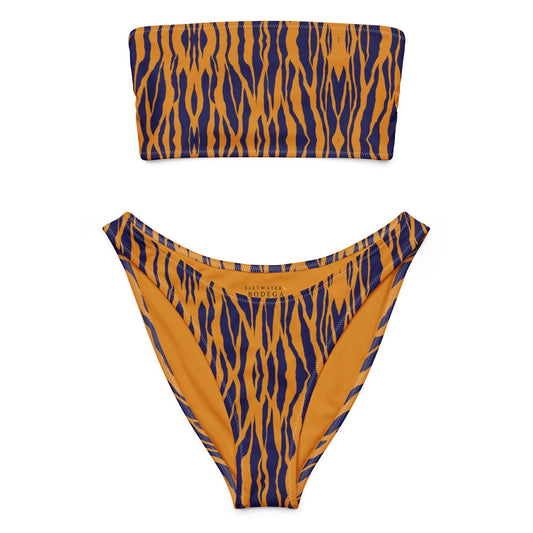 Eco - Lux Bandeau Bikini in Tiger Print - Saltwater Bodega