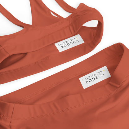 Eco - Lux High Waisted Bikini in Brick Red - Saltwater Bodega