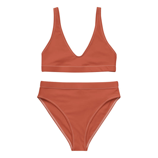 Eco - Lux High Waisted Bikini in Brick Red - Saltwater Bodega