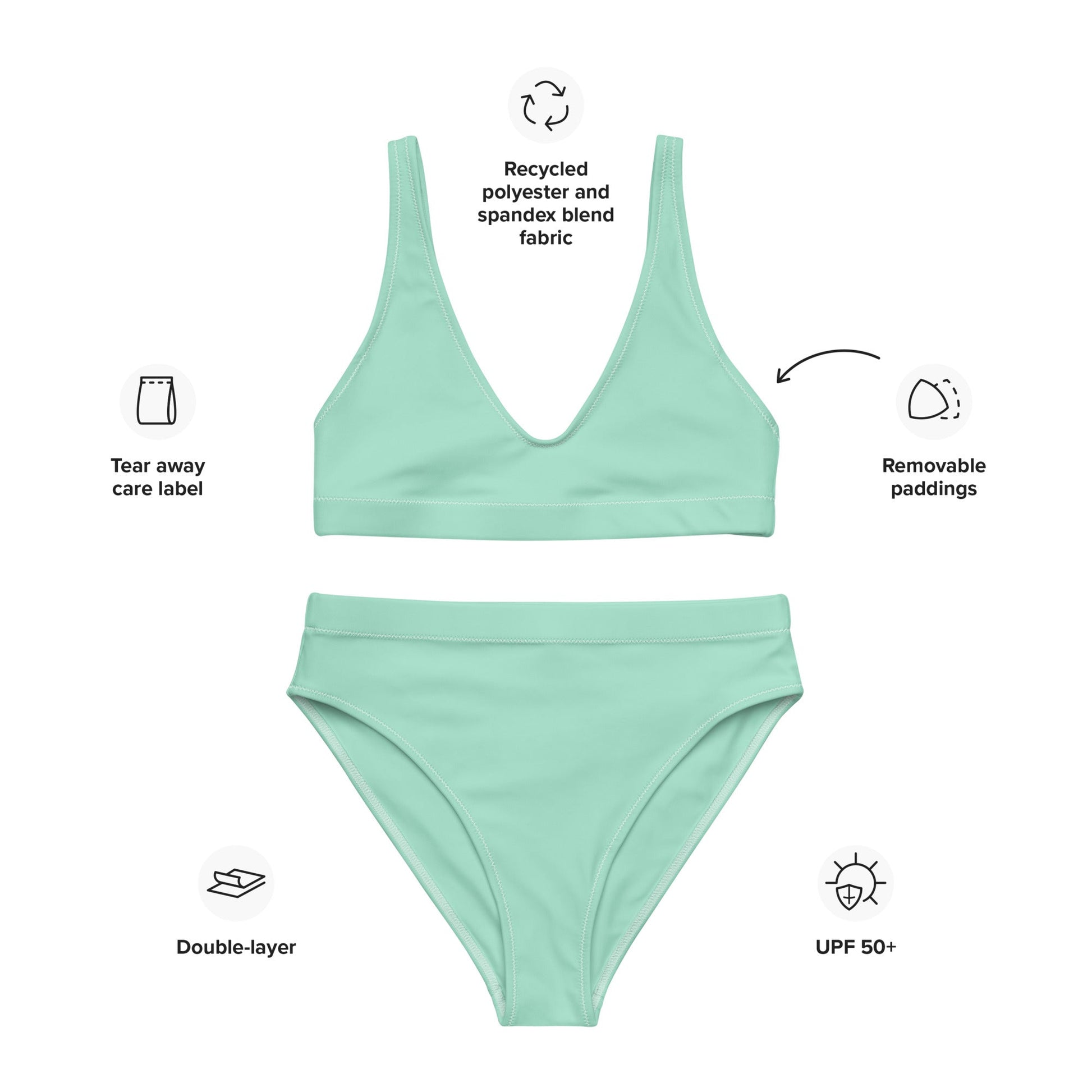 Eco - Lux High Waisted Bikini in Mint - Saltwater Bodega