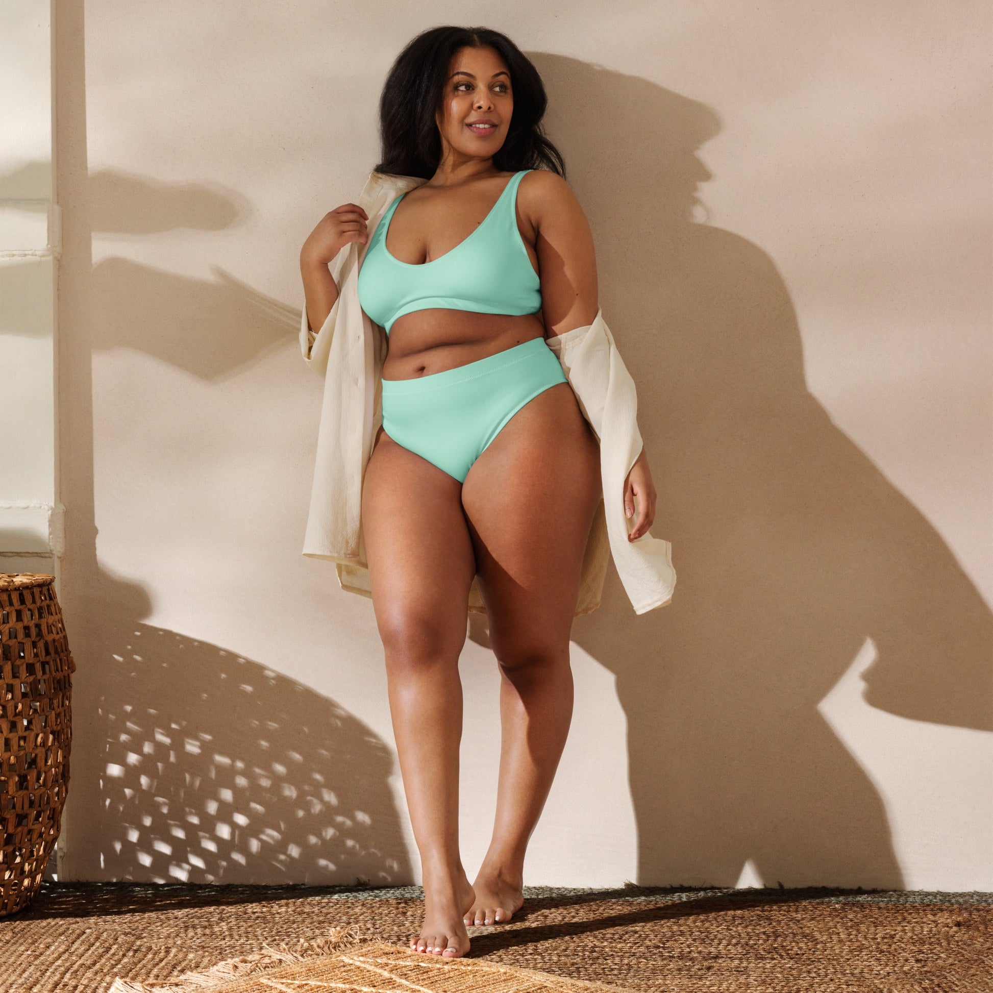 Eco - Lux High Waisted Bikini in Mint - Saltwater Bodega