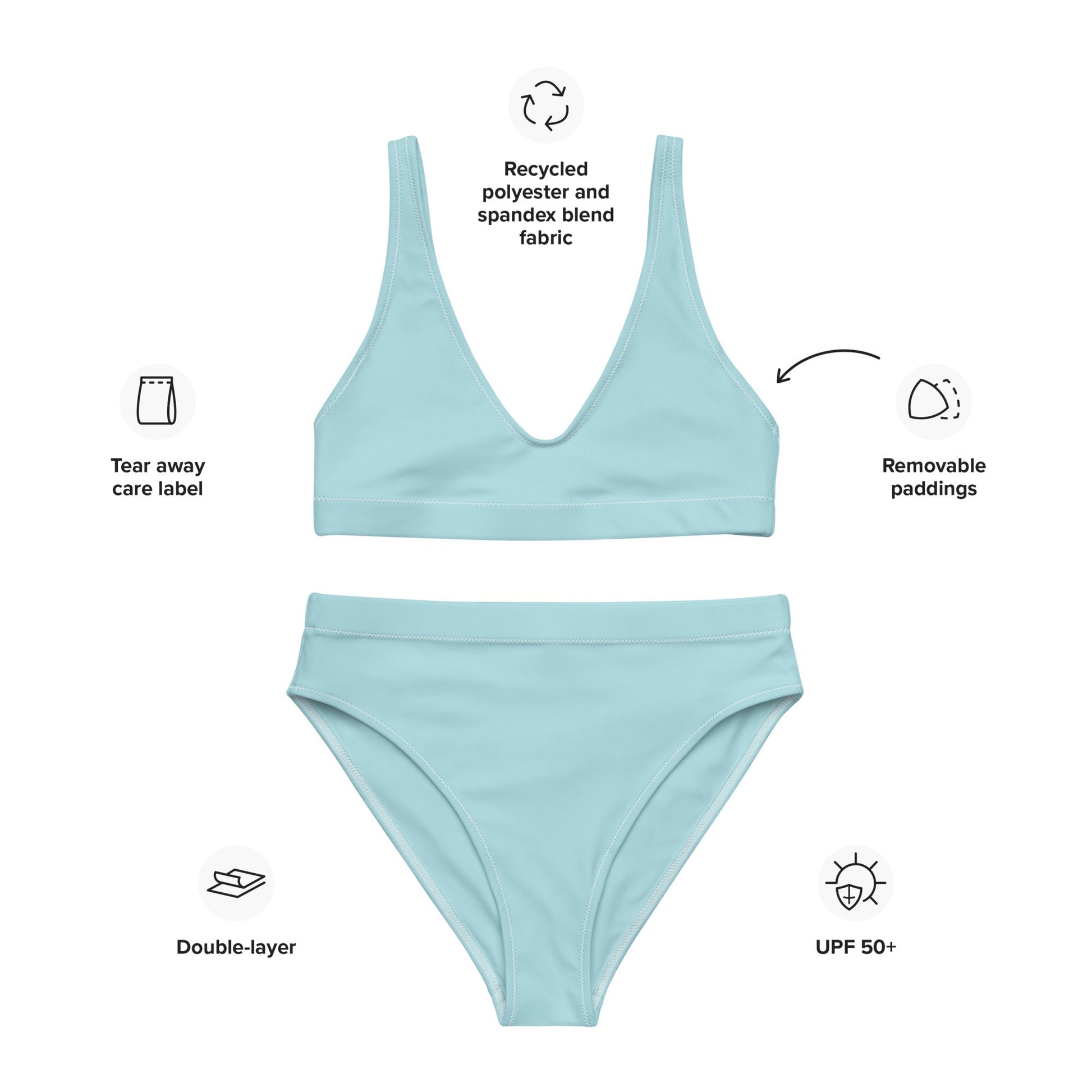 Eco - Lux High Waisted Bikini in Powder Blue - Saltwater Bodega