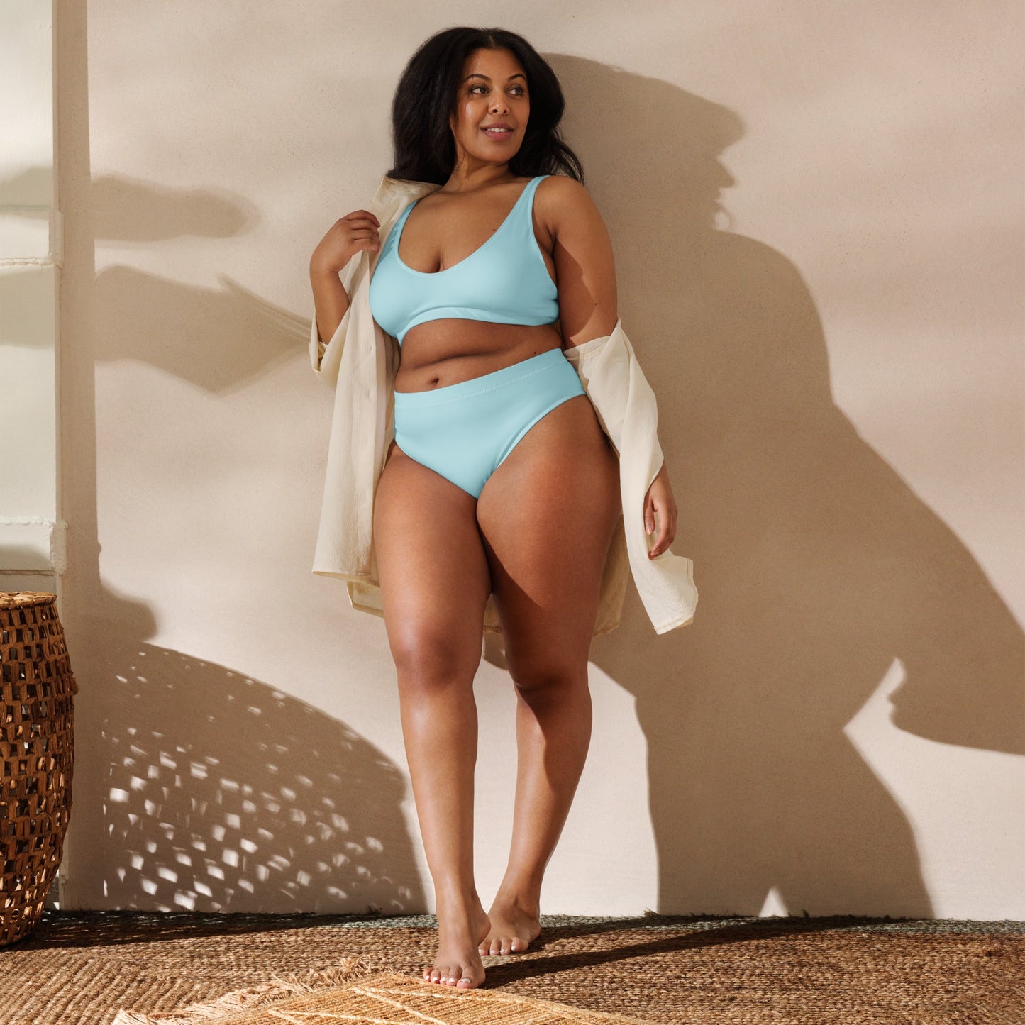 Eco - Lux High Waisted Bikini in Powder Blue - Saltwater Bodega
