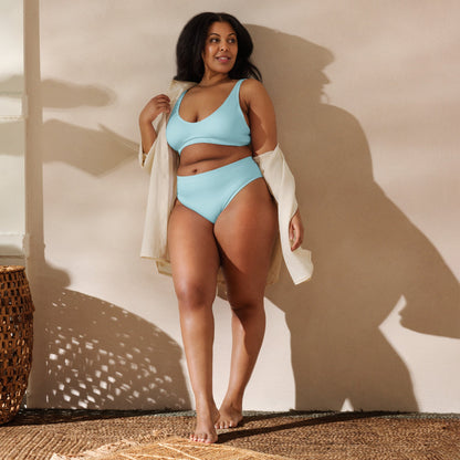 Eco - Lux High Waisted Bikini in Powder Blue - Saltwater Bodega