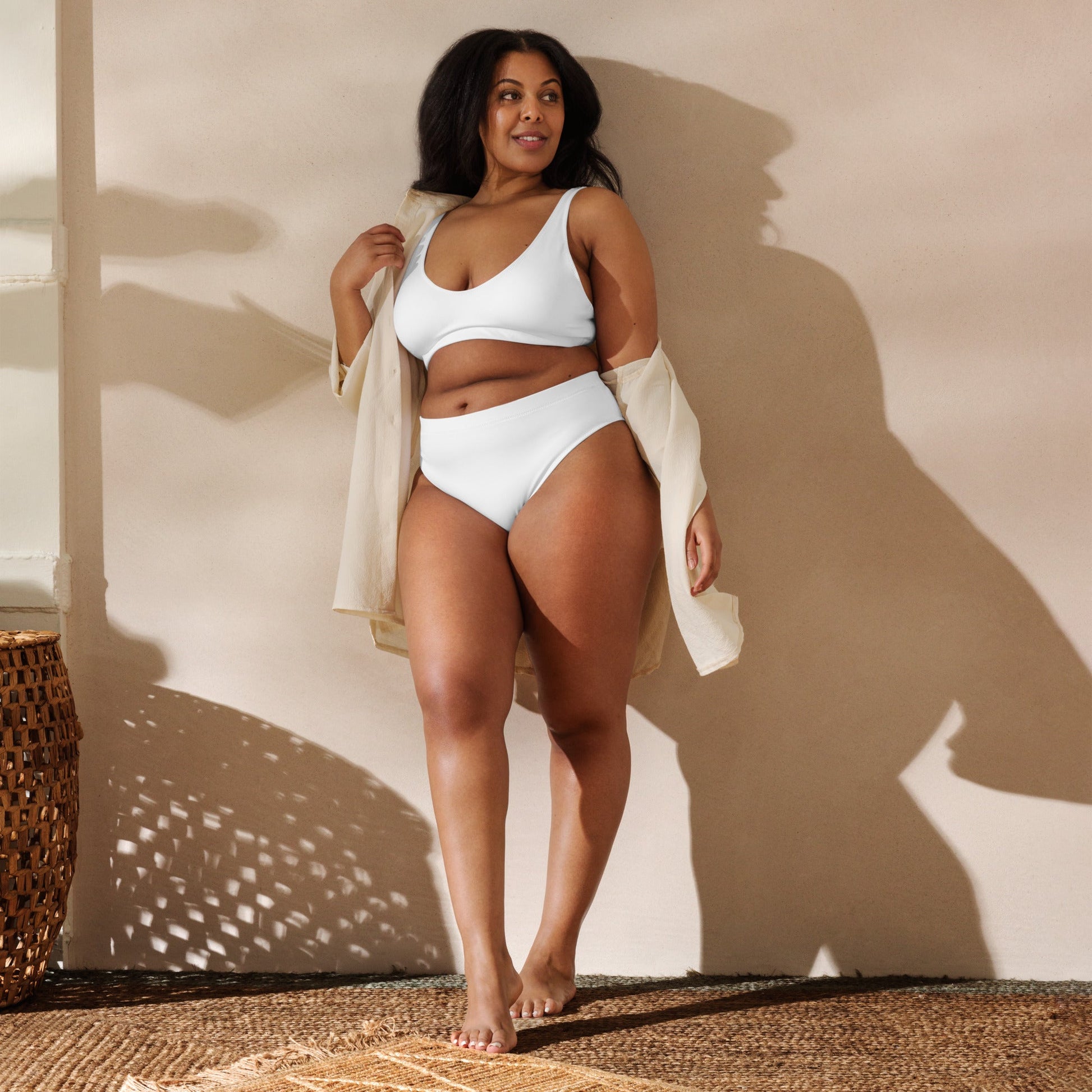 Eco - Lux High Waisted Bikini in White - Saltwater Bodega