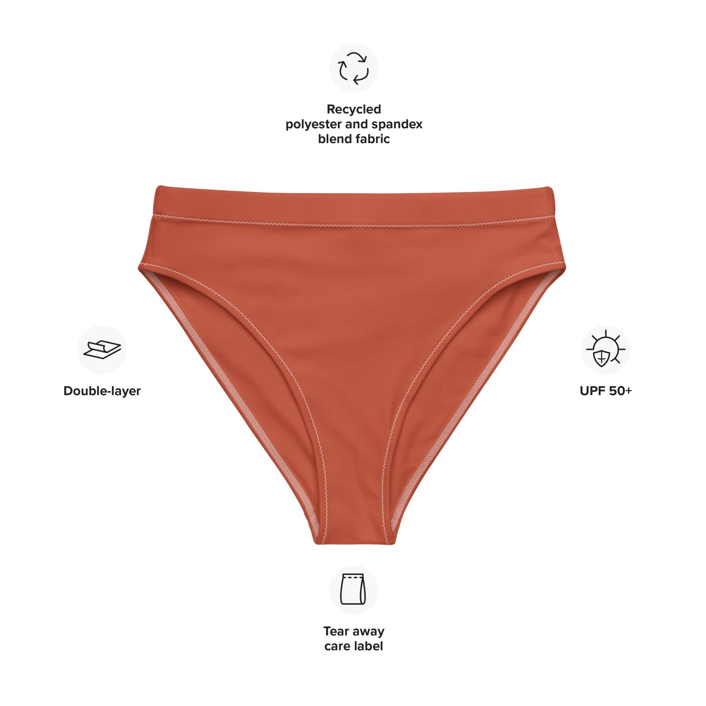 Eco - Lux High Waisted Bikini Top in Brick Red - Saltwater Bodega