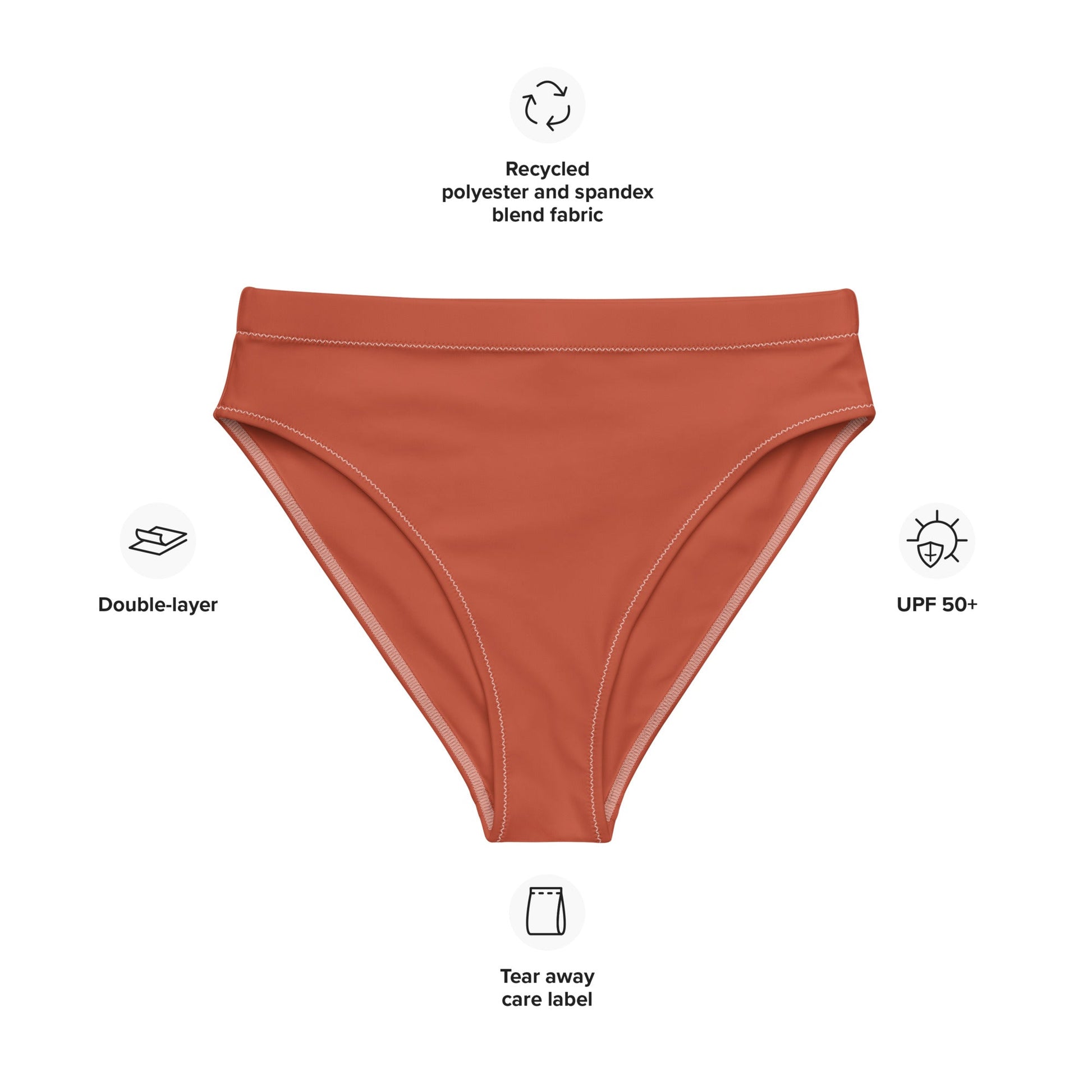 Eco - Lux High Waisted Bikini Top in Brick Red - Saltwater Bodega