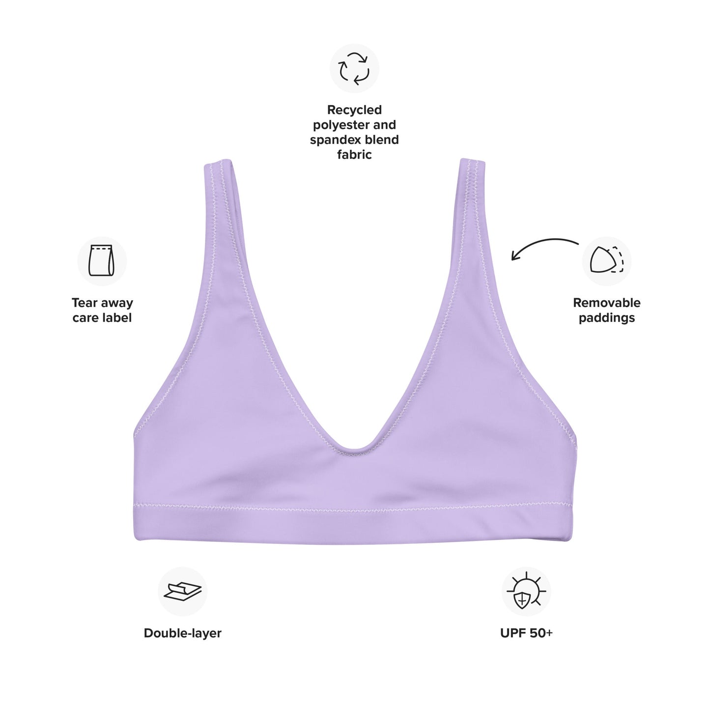 Eco - Lux High Waisted Bikini Top in Lavender - Saltwater Bodega