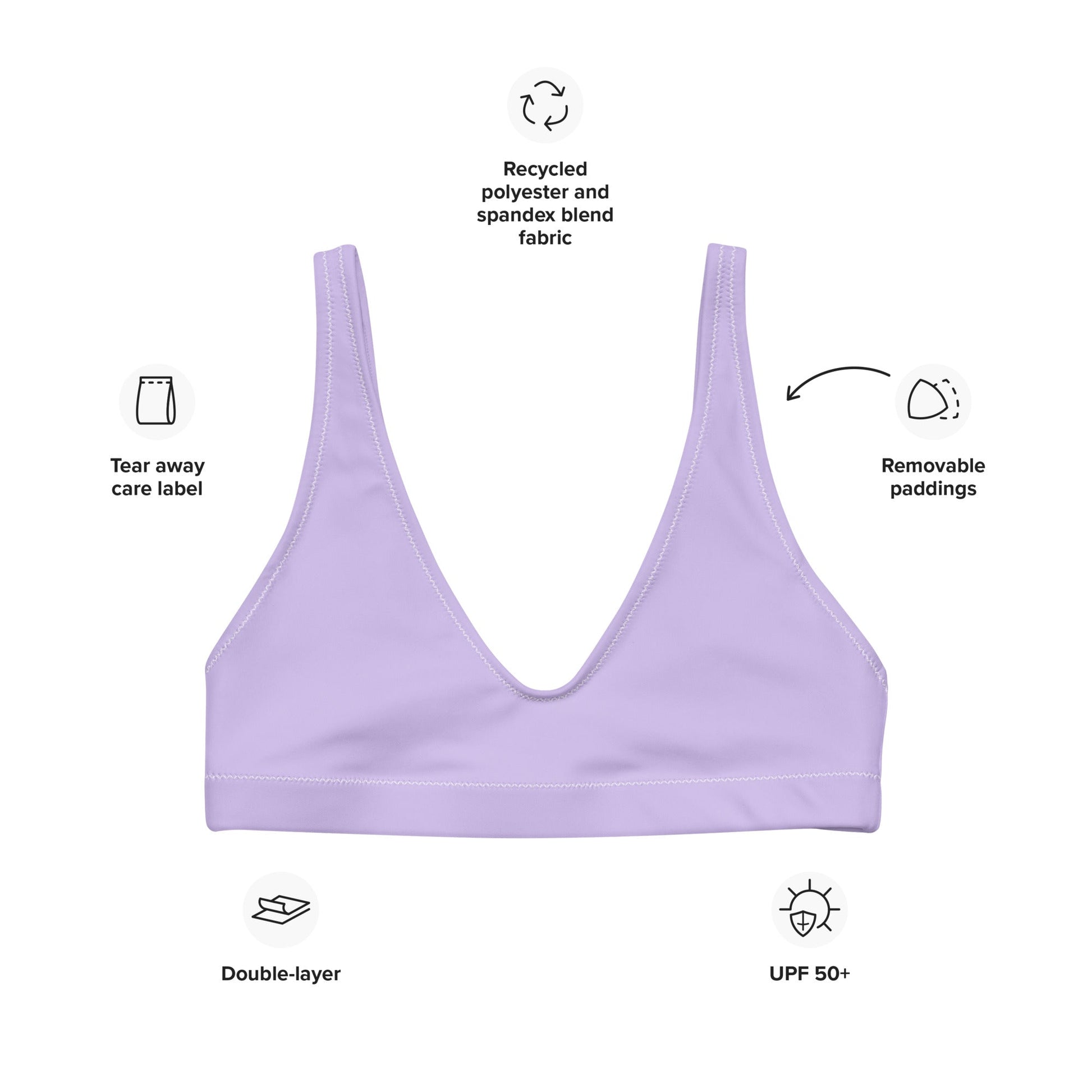 Eco - Lux High Waisted Bikini Top in Lavender - Saltwater Bodega