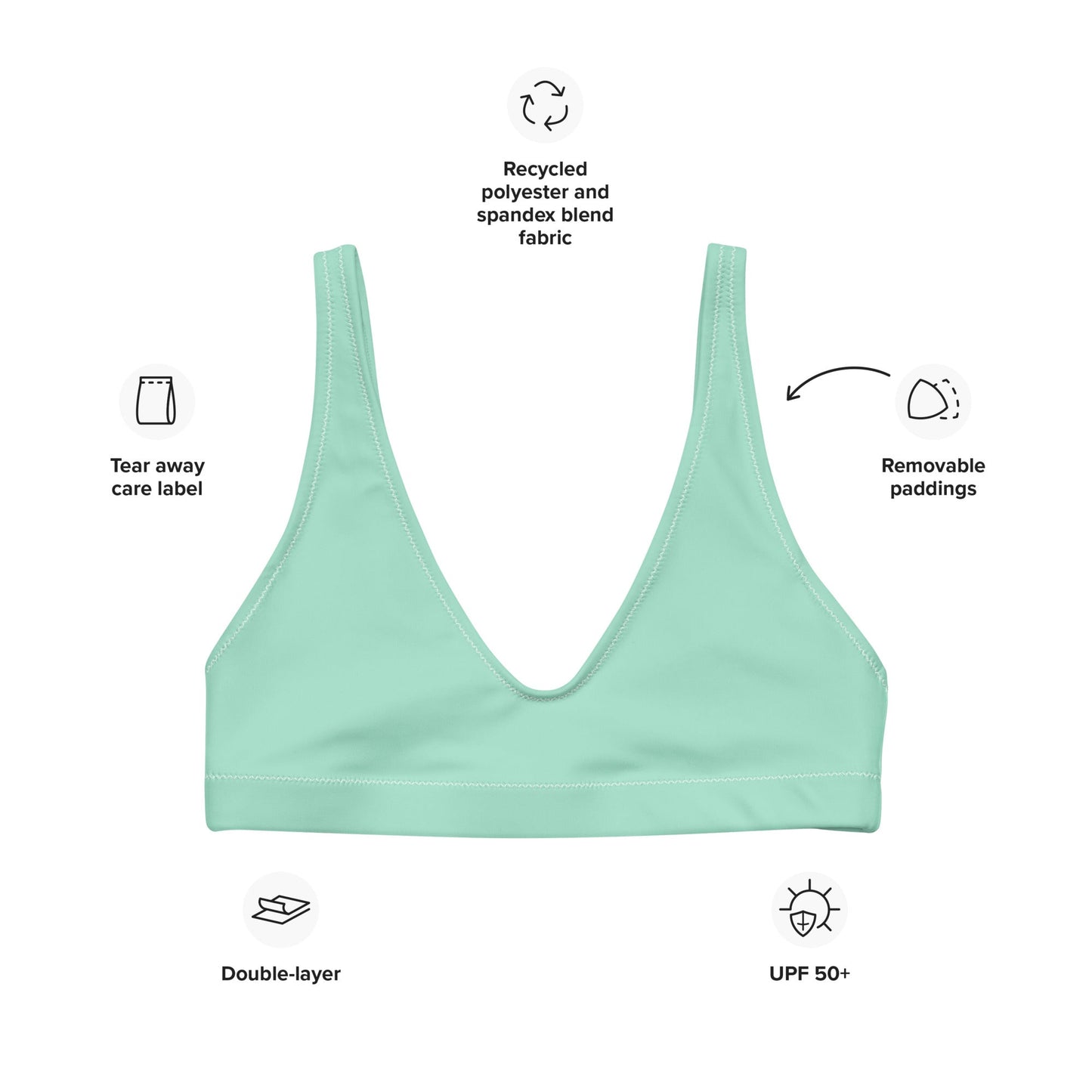Eco - Lux High Waisted Bikini Top in Mint - Saltwater Bodega