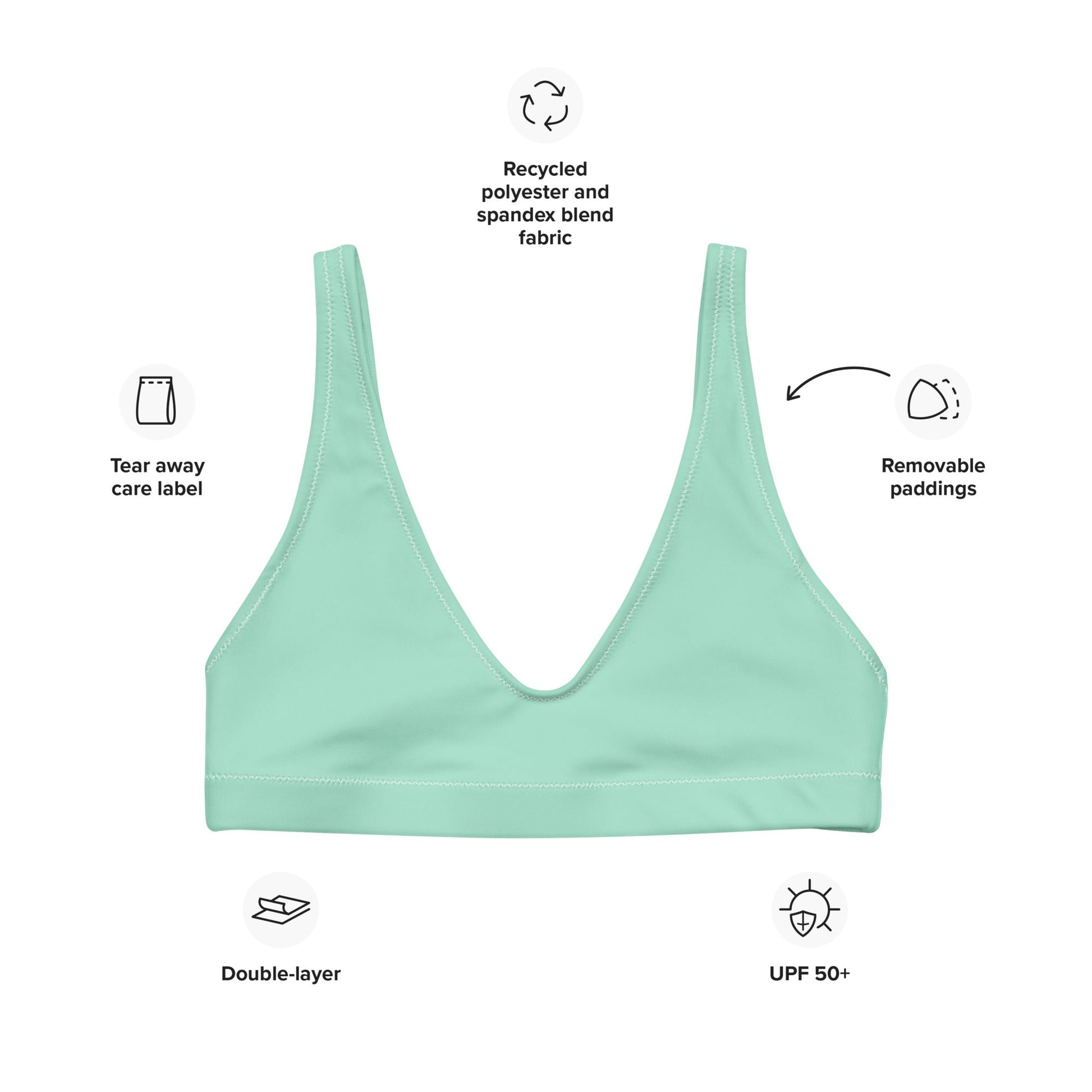 Eco - Lux High Waisted Bikini Top in Mint - Saltwater Bodega