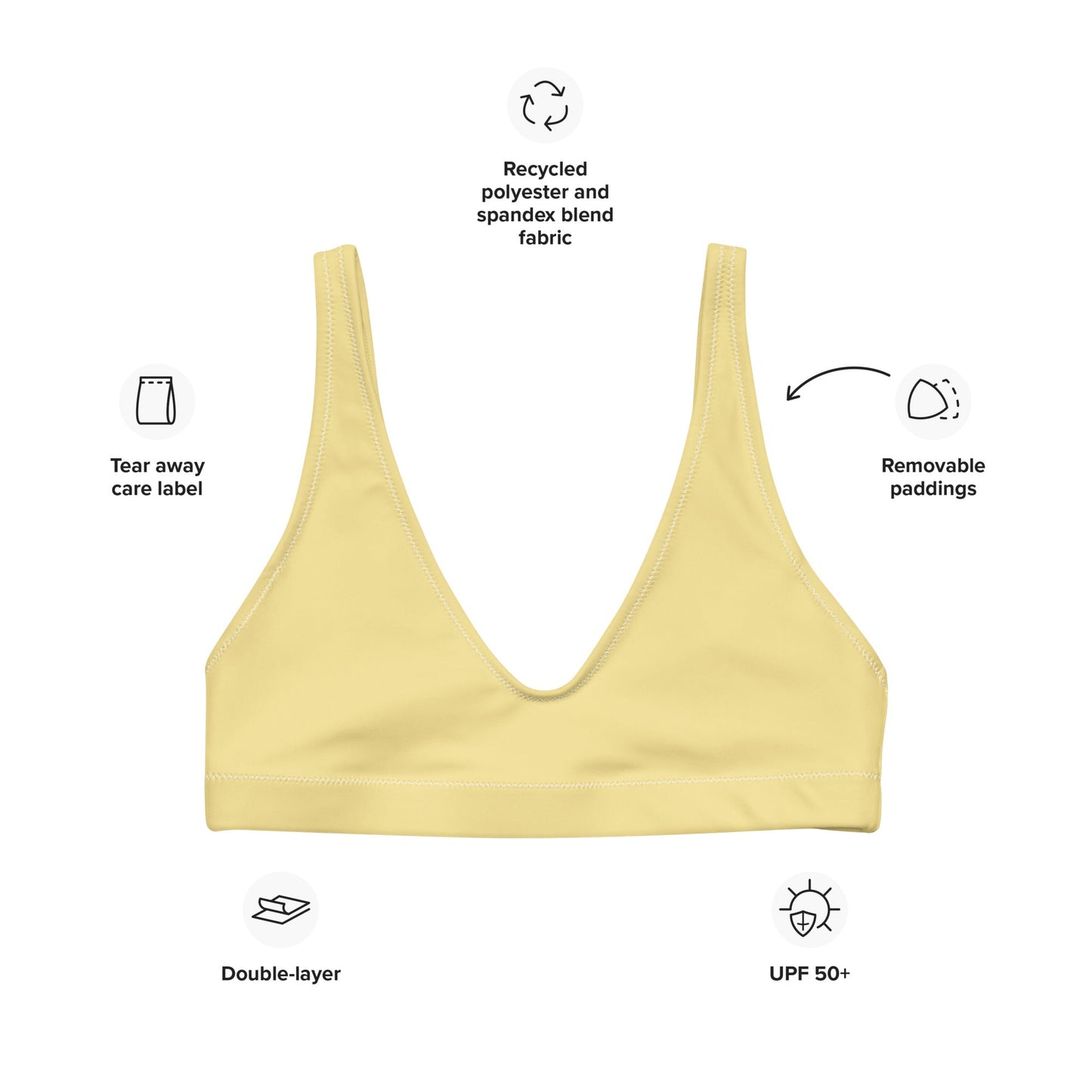 Eco - Lux High Waisted Bikini Top in Pastel Yellow - Saltwater Bodega