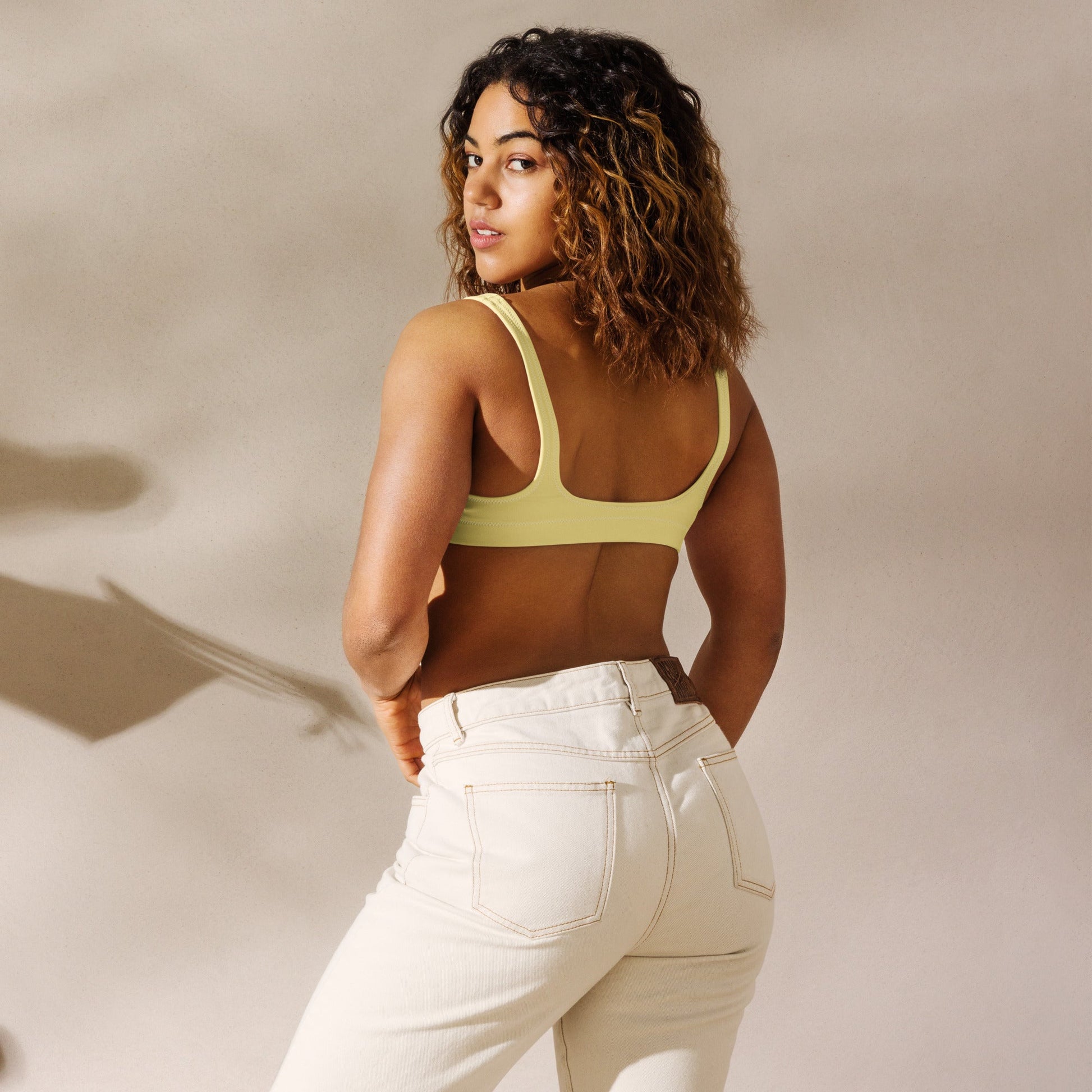 Eco - Lux High Waisted Bikini Top in Pastel Yellow - Saltwater Bodega