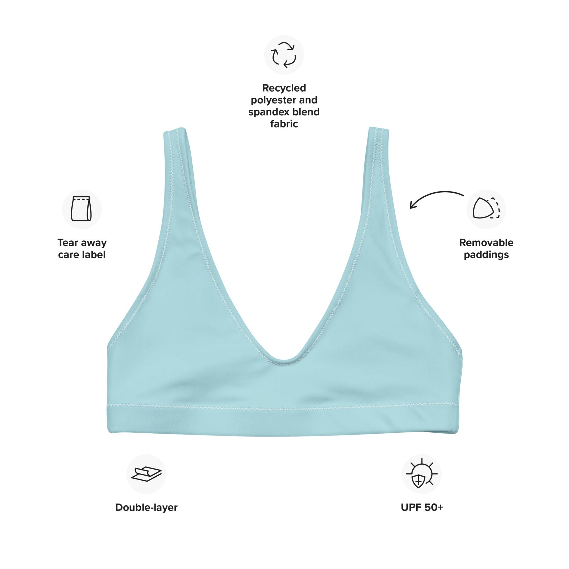 Eco - Lux High Waisted Bikini Top in Powder Blue - Saltwater Bodega