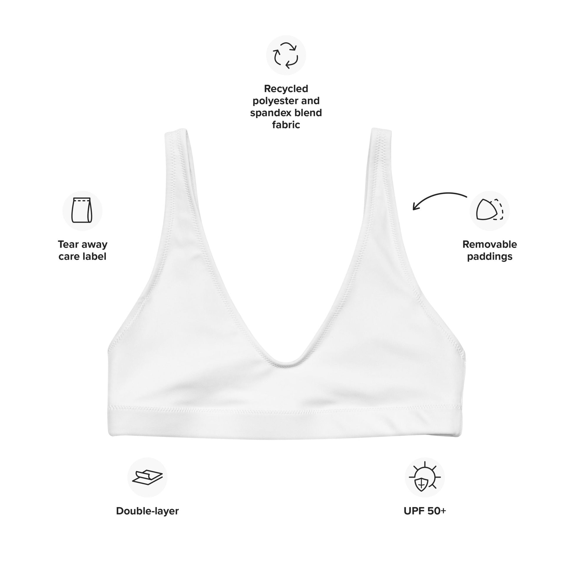Eco - Lux High Waisted Bikini Top in White - Saltwater Bodega
