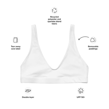 Eco - Lux High Waisted Bikini Top in White - Saltwater Bodega