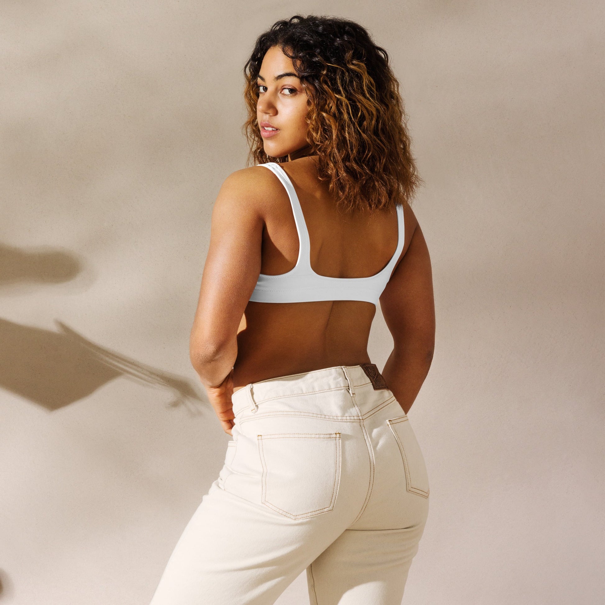 Eco - Lux High Waisted Bikini Top in White - Saltwater Bodega