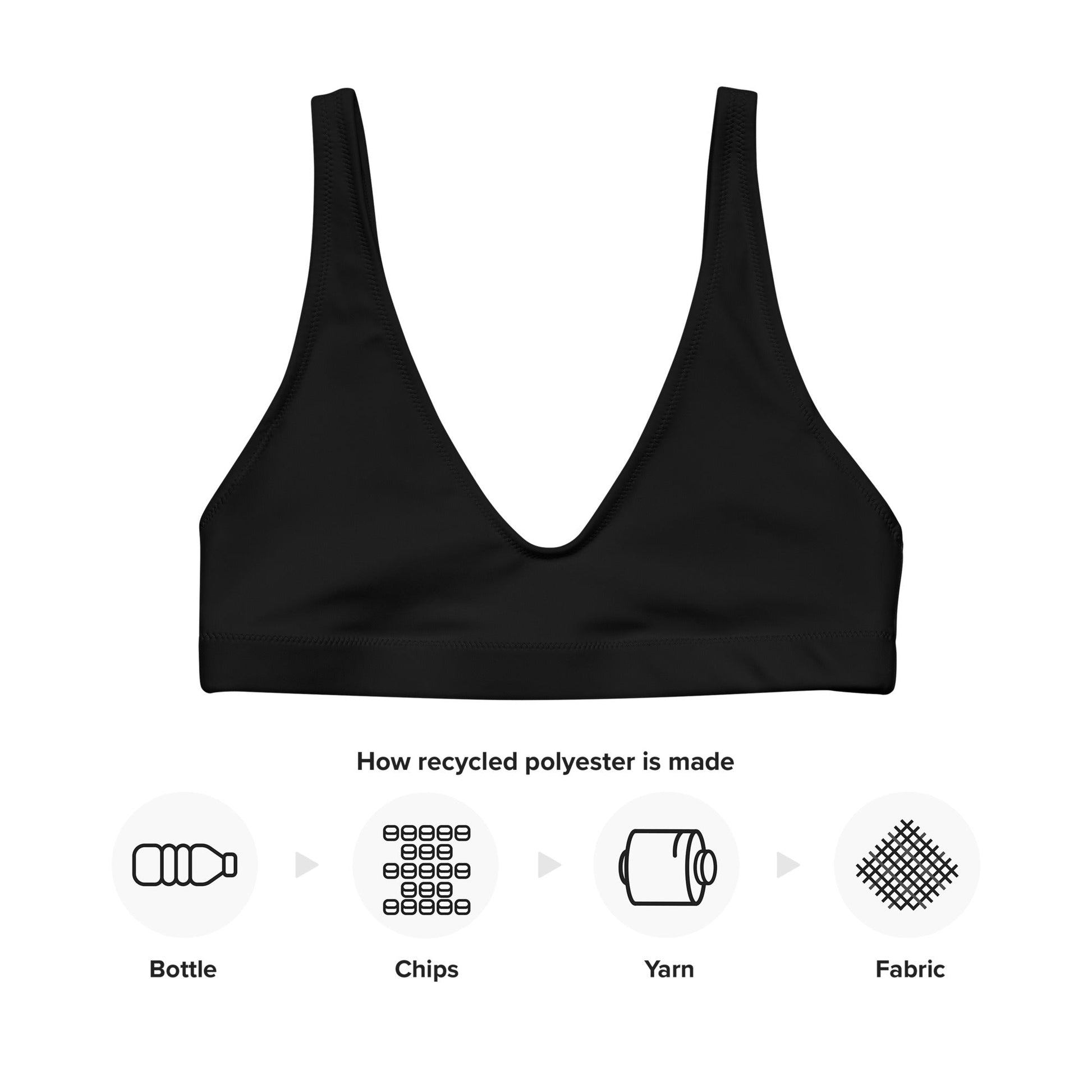 Eco - Lux Padded Bikini Top in Black - Saltwater Bodega