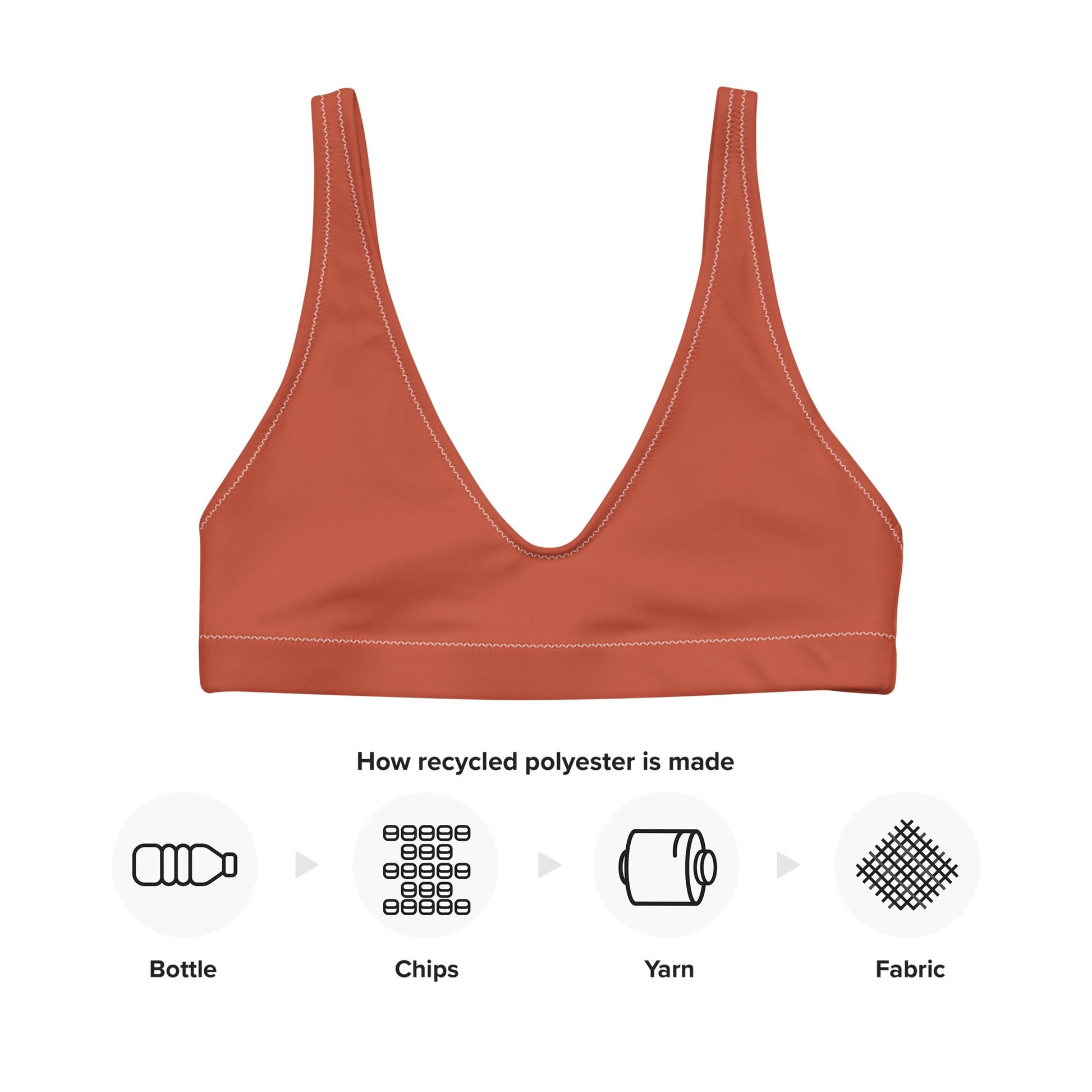 Eco - Lux Padded Bikini Top in Brick Red - Saltwater Bodega