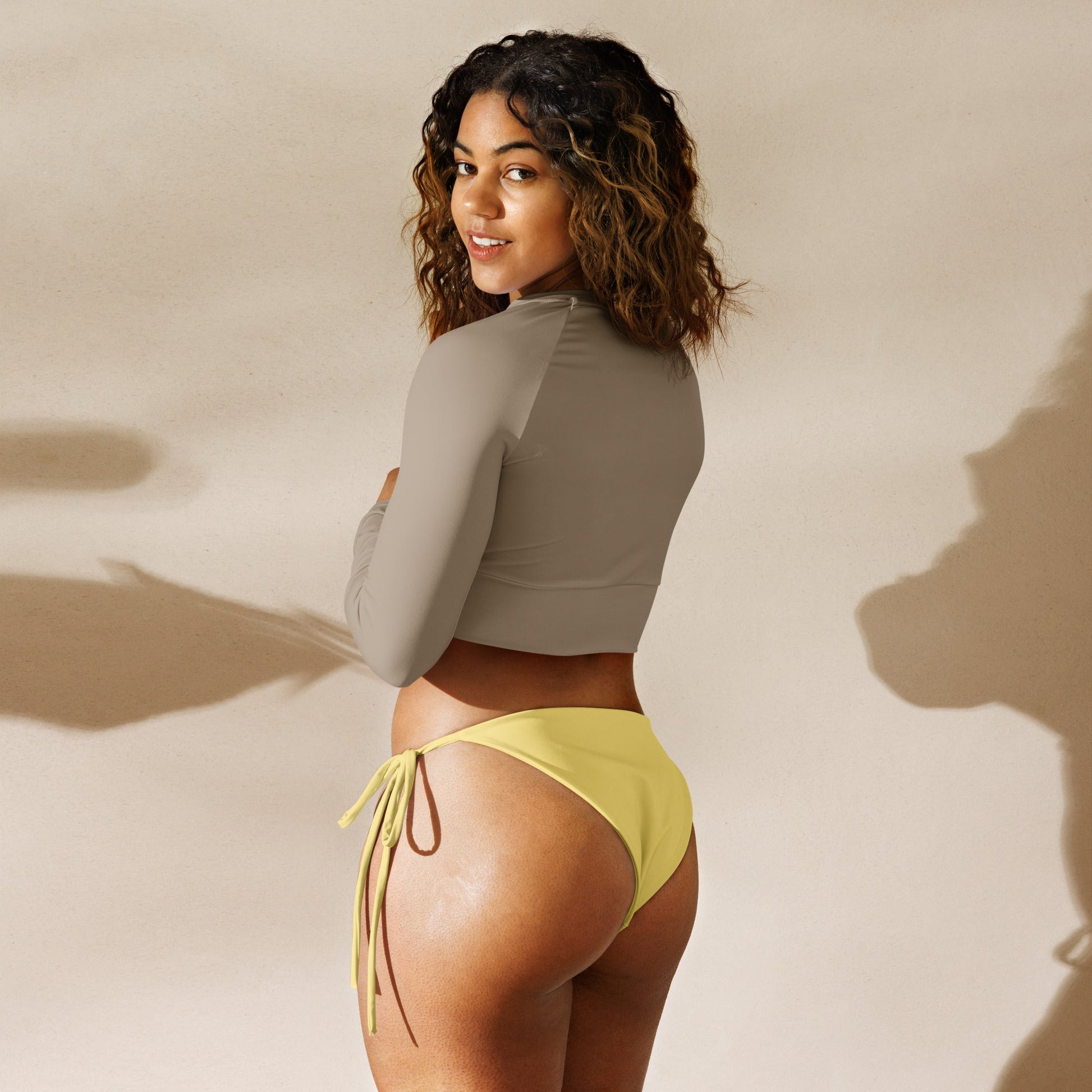 Eco - Lux String Bikini Bottom in Pastel Yellow - Saltwater Bodega