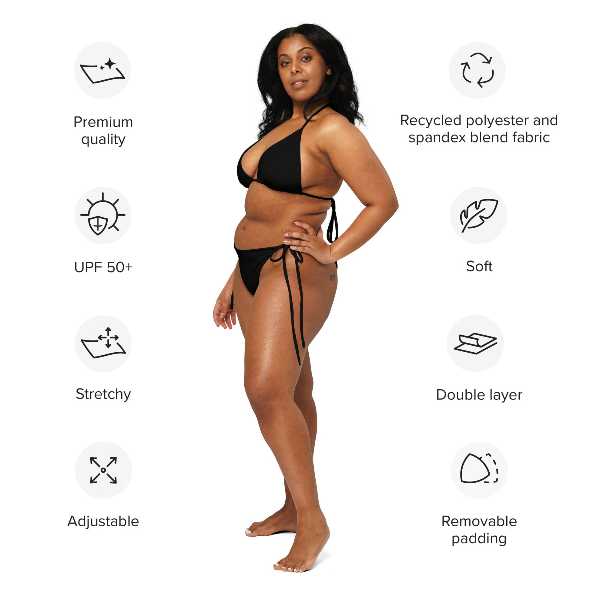 Eco - Lux String Bikini in Black - Saltwater Bodega