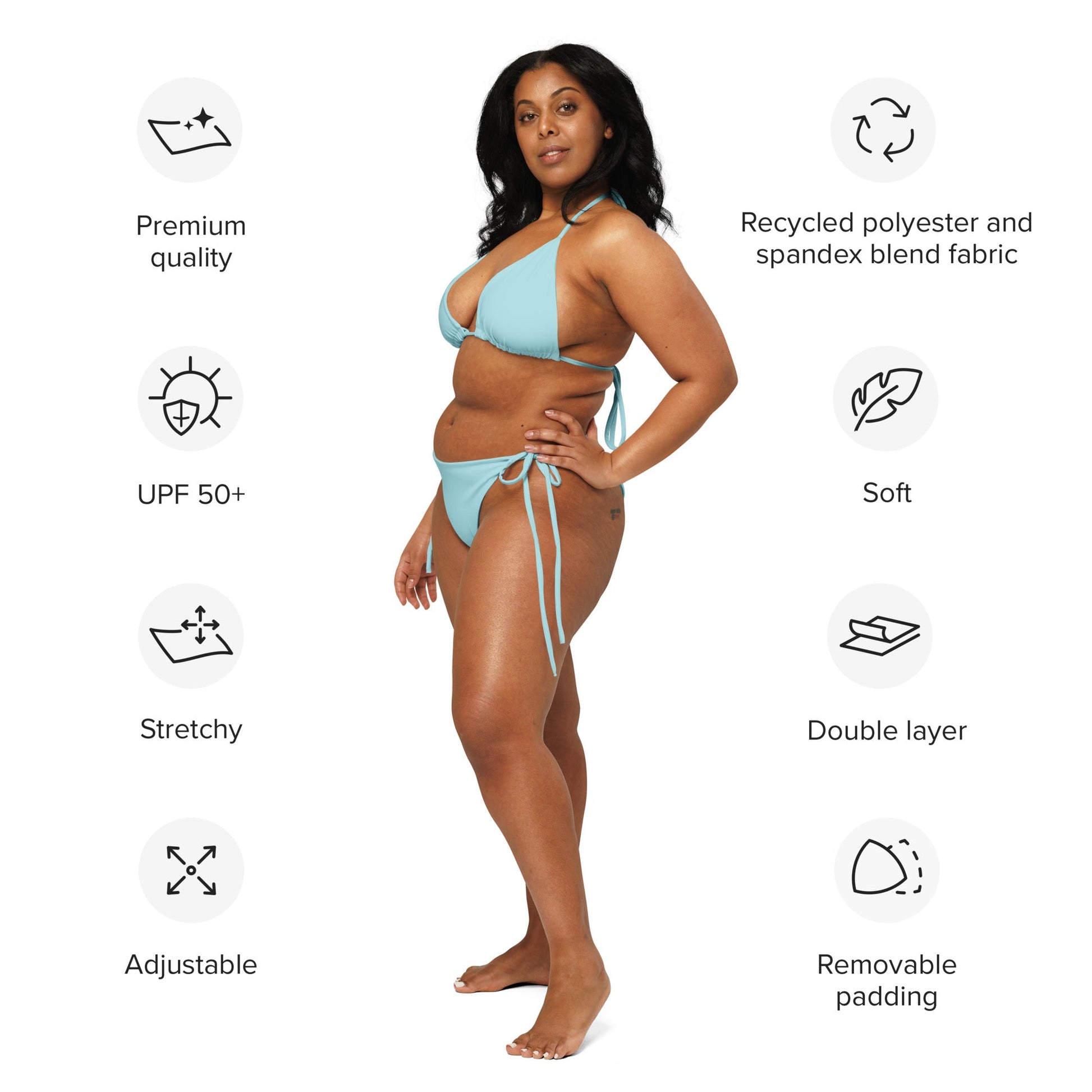 Eco - Lux String Bikini in Powder Blue - Saltwater Bodega