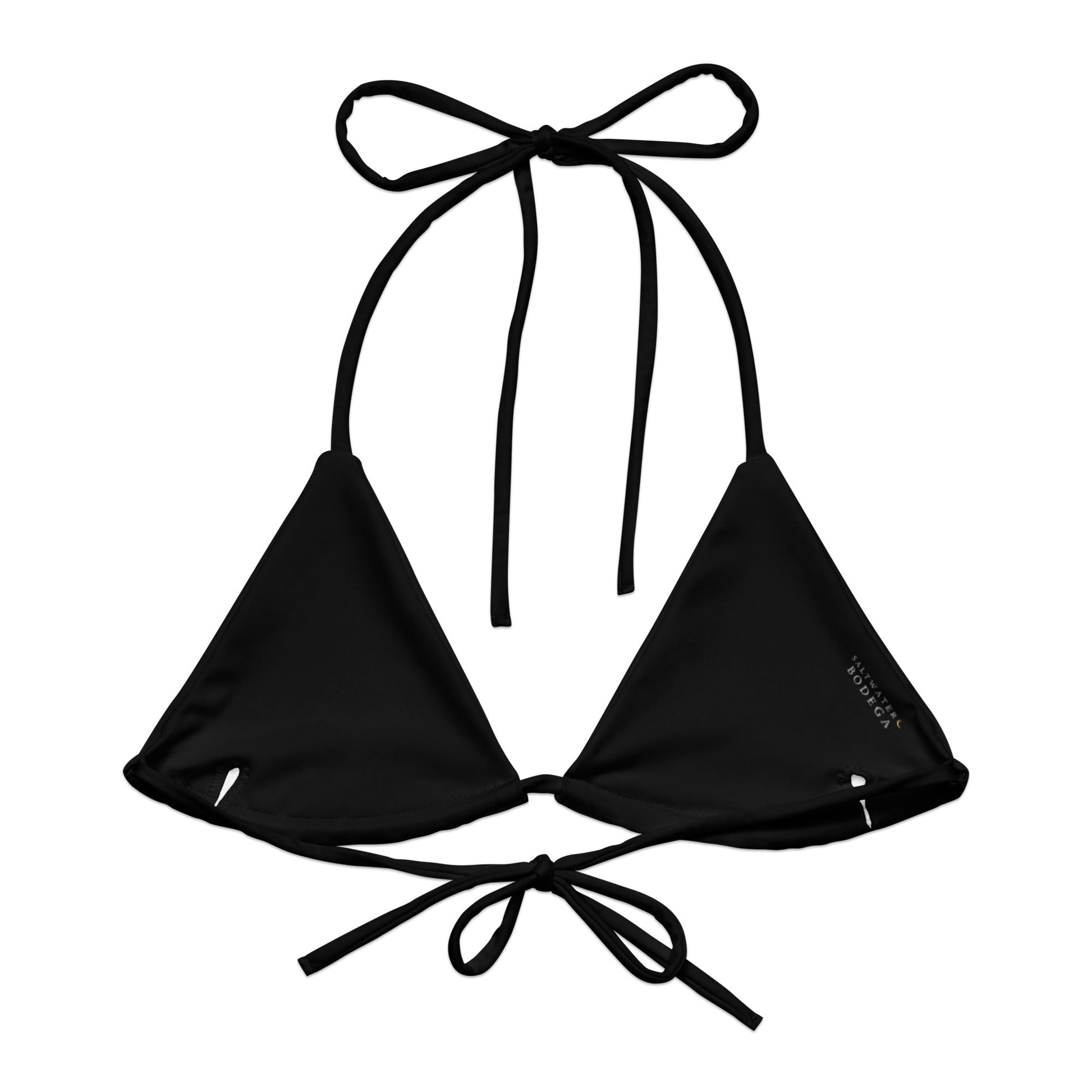 Eco - Lux String Bikini Top in Black - Saltwater Bodega