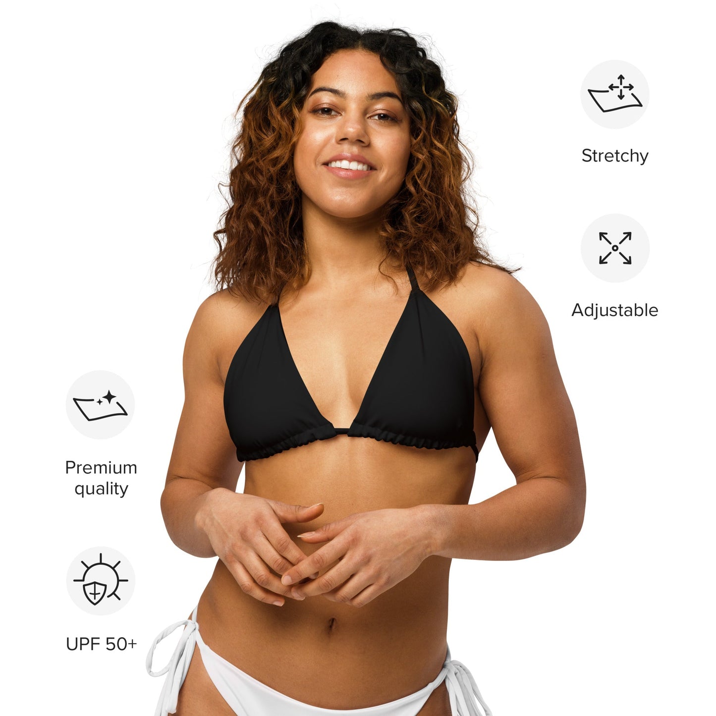 Eco - Lux String Bikini Top in Black - Saltwater Bodega